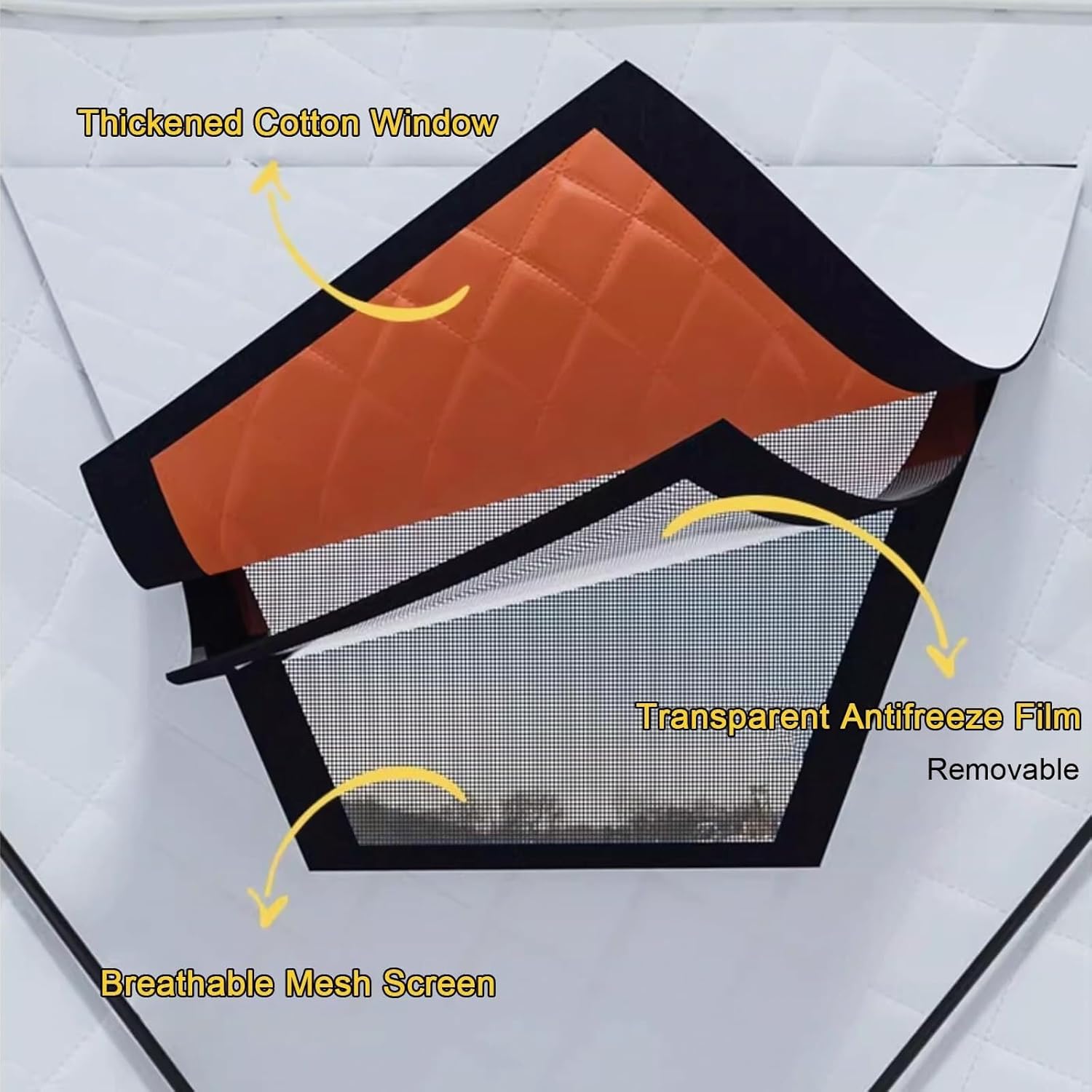 Ice Fishing Tent Rain Cover for Hexagonal, Pop-Up Insulated Ice Fishing Shelter with Stove Jack, 2 Doors 4 Windows Thickened Cotton Winter