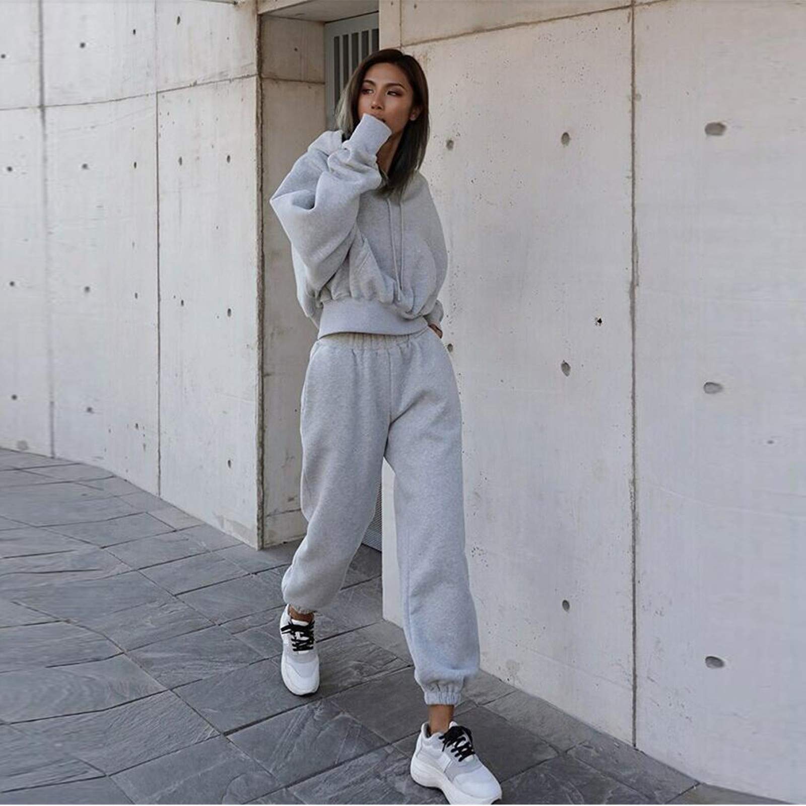 Generisch Sudadera con capucha grande para mujer, 2 piezas, S-XL, chándal