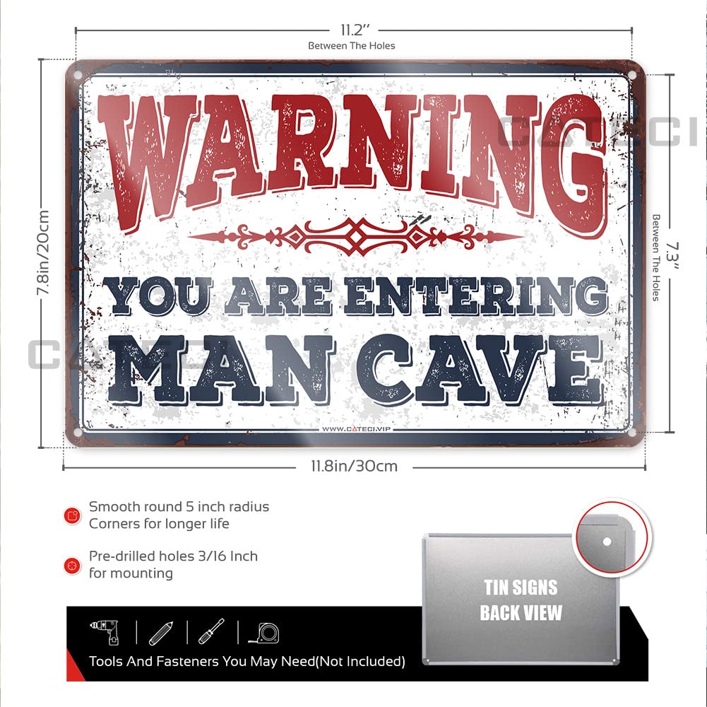 Warning Man Cave risk - metalen bord