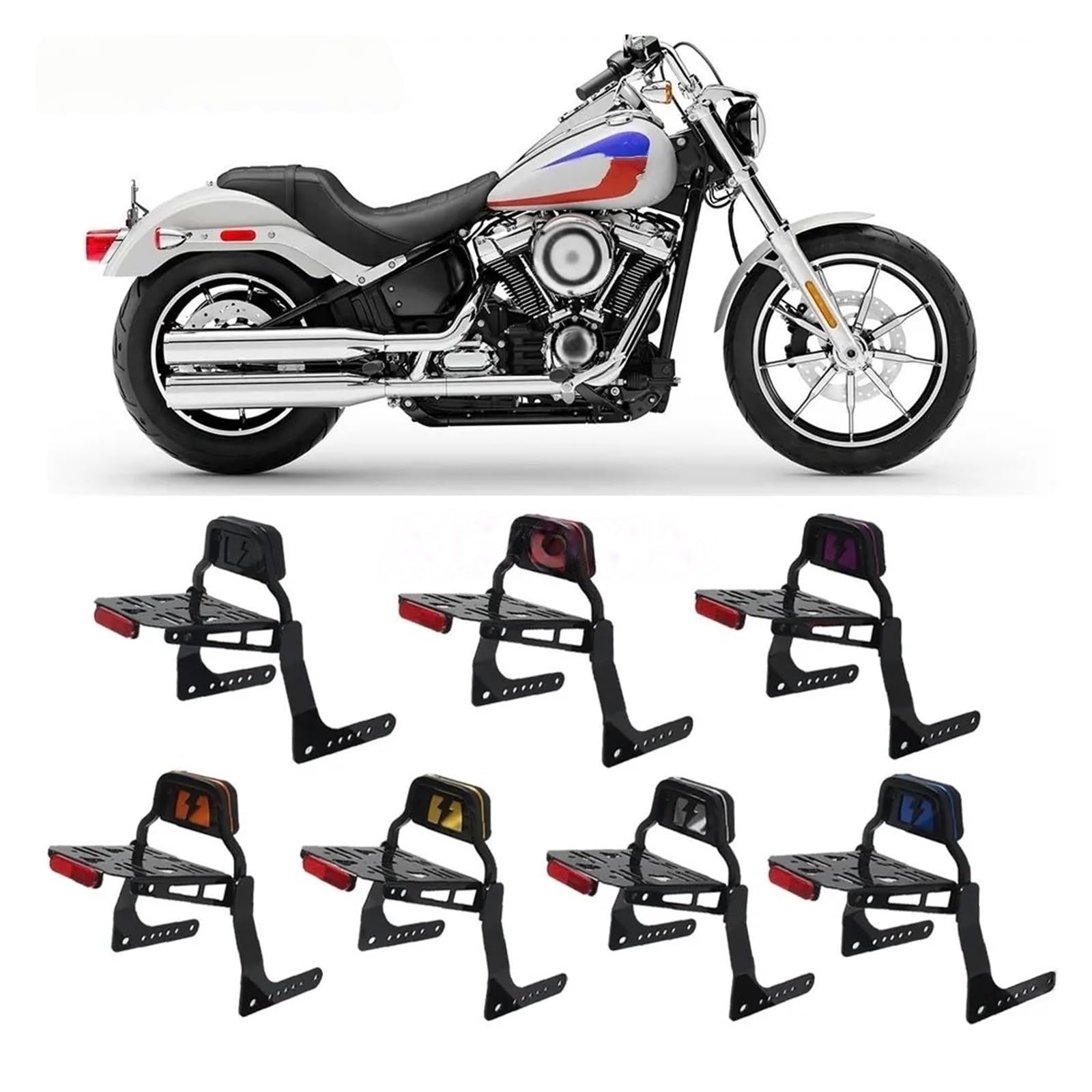 Zdejmowane oparcie Poduszka oparcia pasażera motoc Pasuje do Harley Softail Low Rider S FXLRS 2020-2025 oparcie motocykla zdejmowana barierka bagażowa Sissy Bar(Chrome)