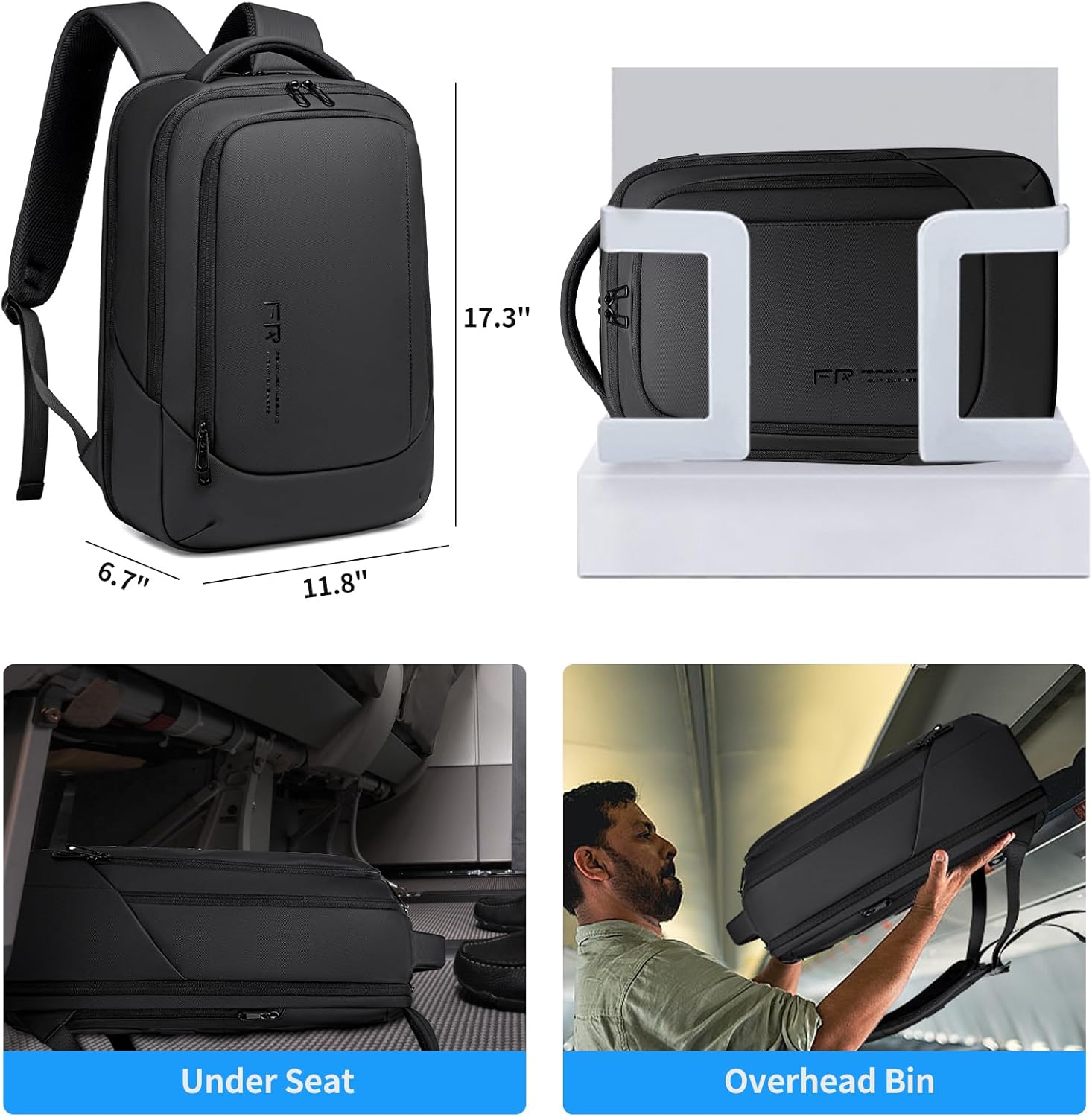 FENRUIEN Laptop Backpack for Men, 15.6 Inch Work Backpack, Water-Resistant 1800D Oxford for Office/Commute/Travel - Image 3