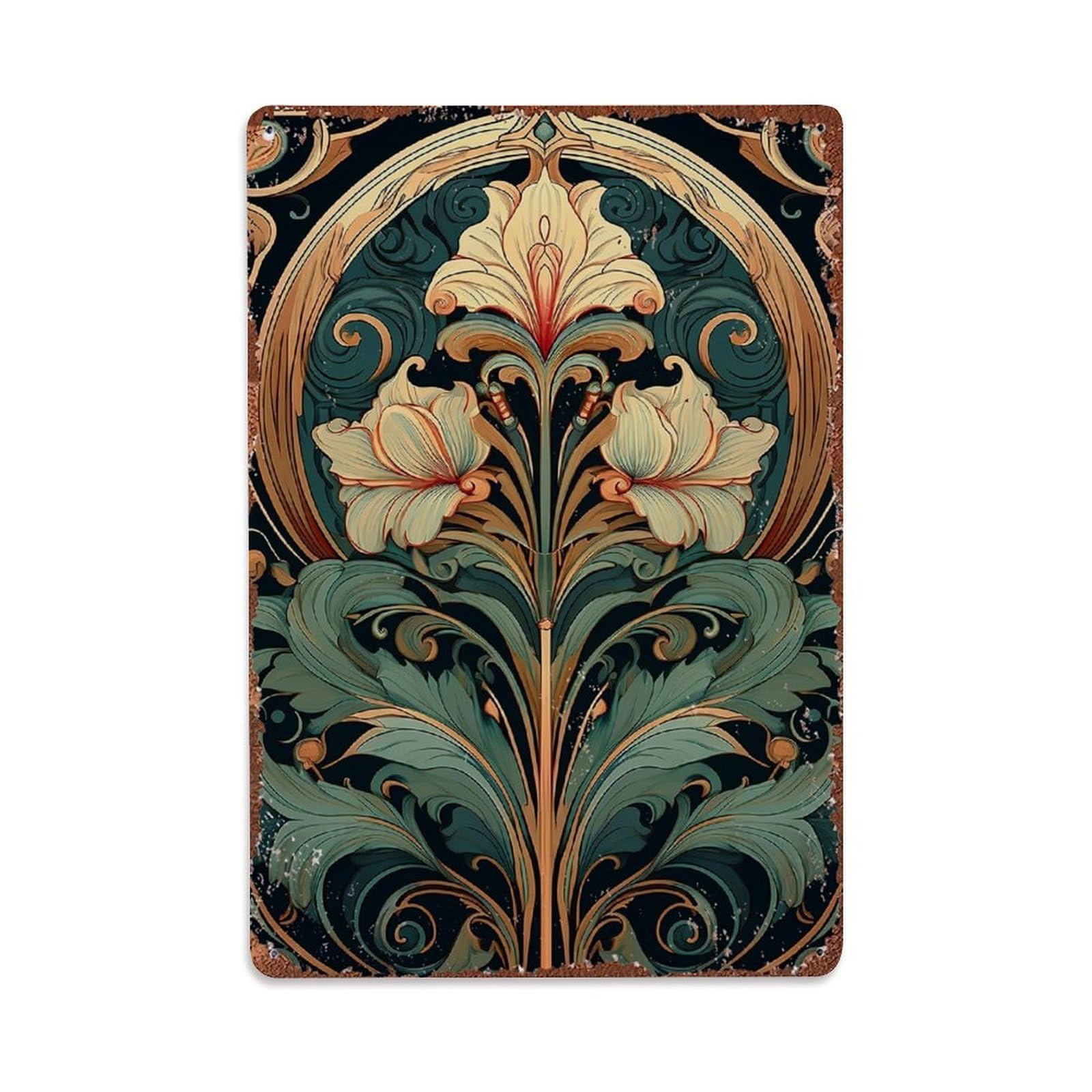 Nestemfo Vintage Art Nouveau Floral Arch Design Tin Sign Metal Sign, Living Room,Bar, Home, Bedroom Wall Decor,Retro Metal Poster 8X12 Inches