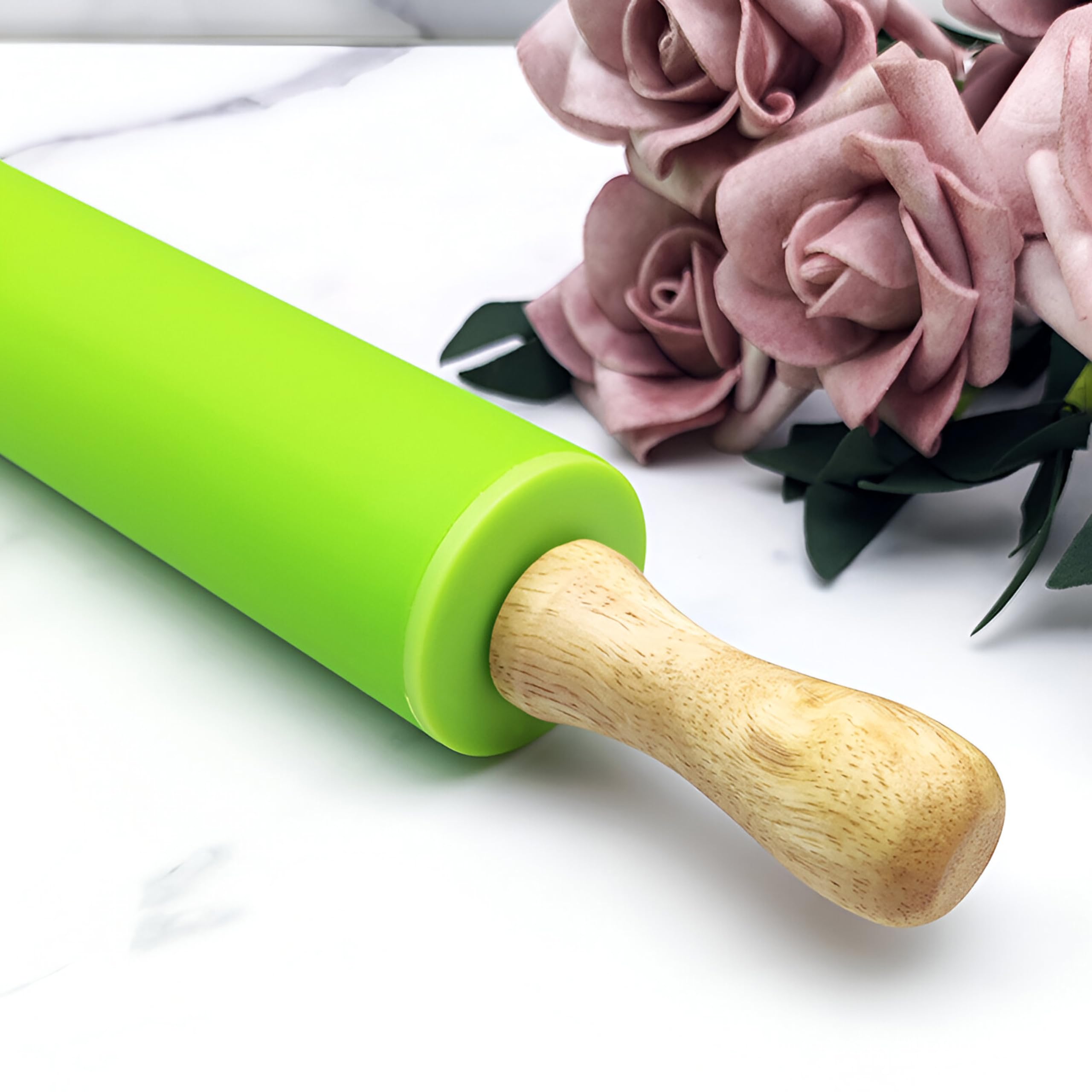 Retoo Mattarello Silicone, Superficie Antiaderente, Legno Manici