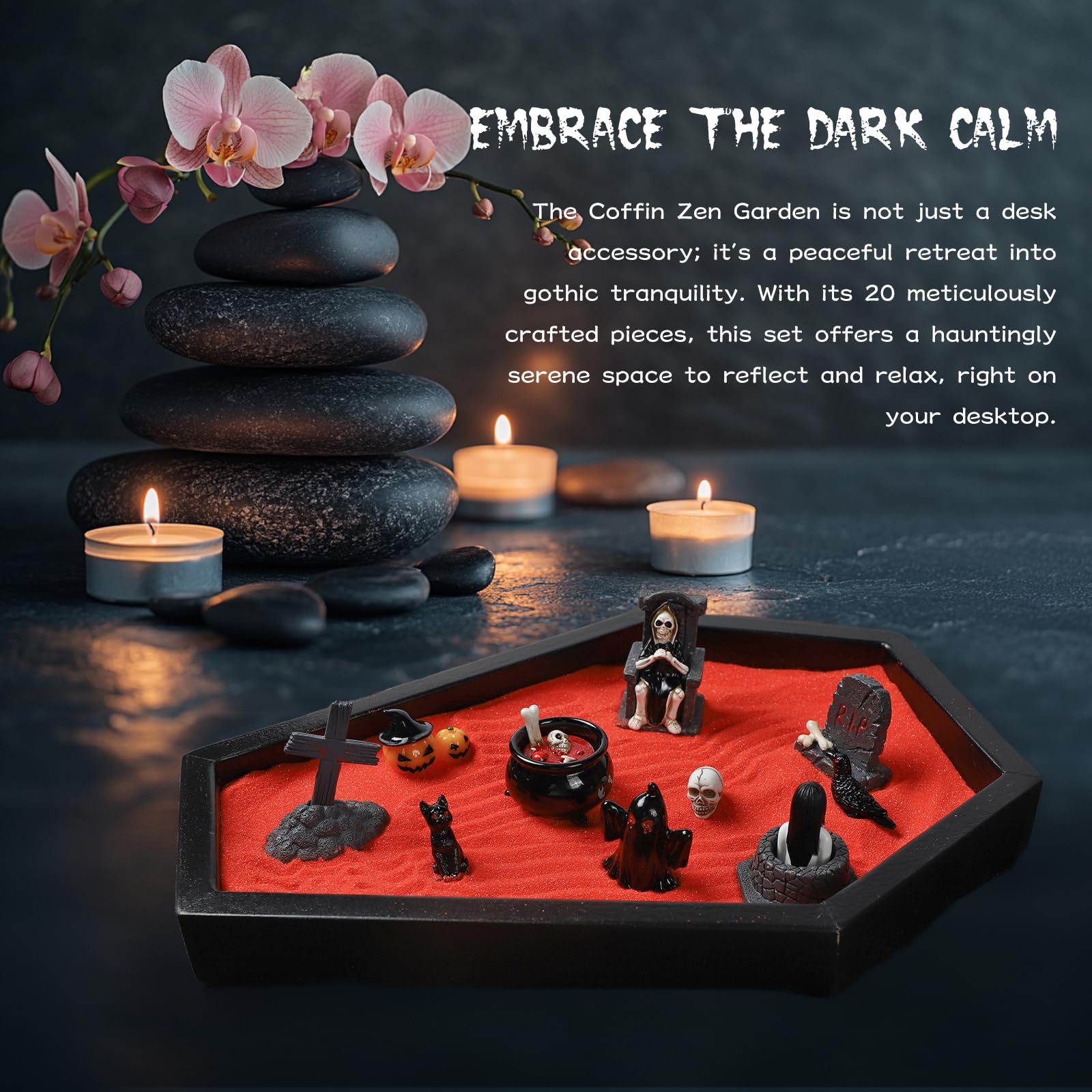Amazon.com: Coffin Zen Garden for Desk,Mini Zen Garden Kit Goth