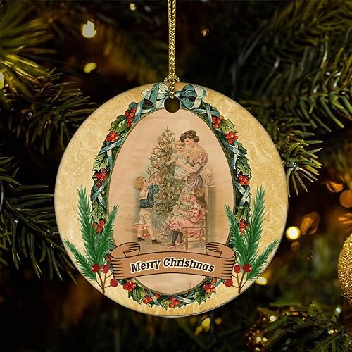Two-Side Printed Retro Christmas Theme Ceramic Christmas Ornament Novelty for Family Friends Kids Santa Claus Christmas Keepsake Pendants Two-Side Printed Retro Christmas Theme Ceramic Christmas Ornament Novelty for Family Friends Kids Santa Claus Christmas Keepsake Pendants