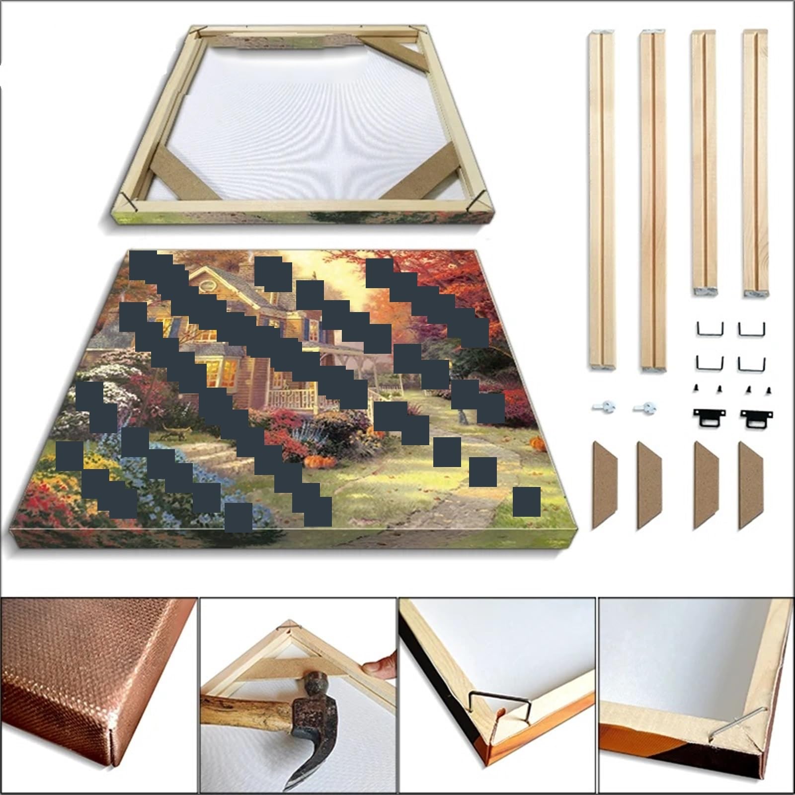 photo frame kits Solid Wood Photo Frame, Big Picture, Canvas Painting, Wall DIY for crafts party school projects(Width 110cm,Height 20cm)