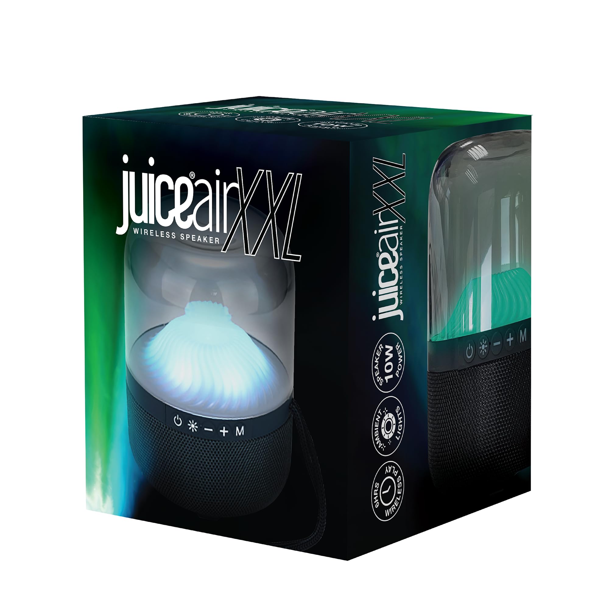 Juice The Air XXL Bluetooth Speaker, Wireless Rechargable Device, Stereo, for iPhone, iPod, iPad, Samsung, Smartphone, MP3 Player, Tablet, PC, Black
