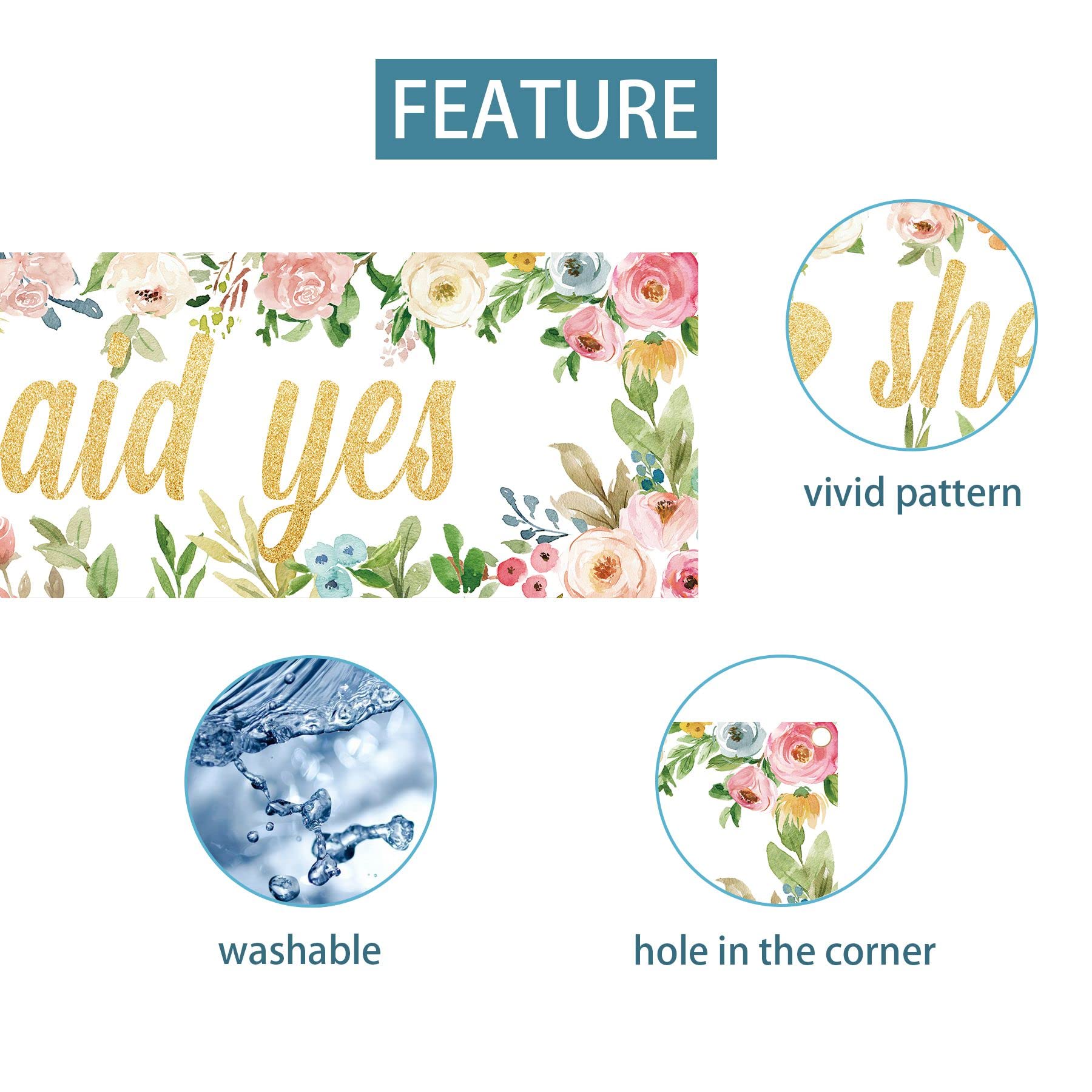 "He Asked She Said Yes" Wedding Backdrop Banner - Large Engagement Party Decor & Photo Booth Background