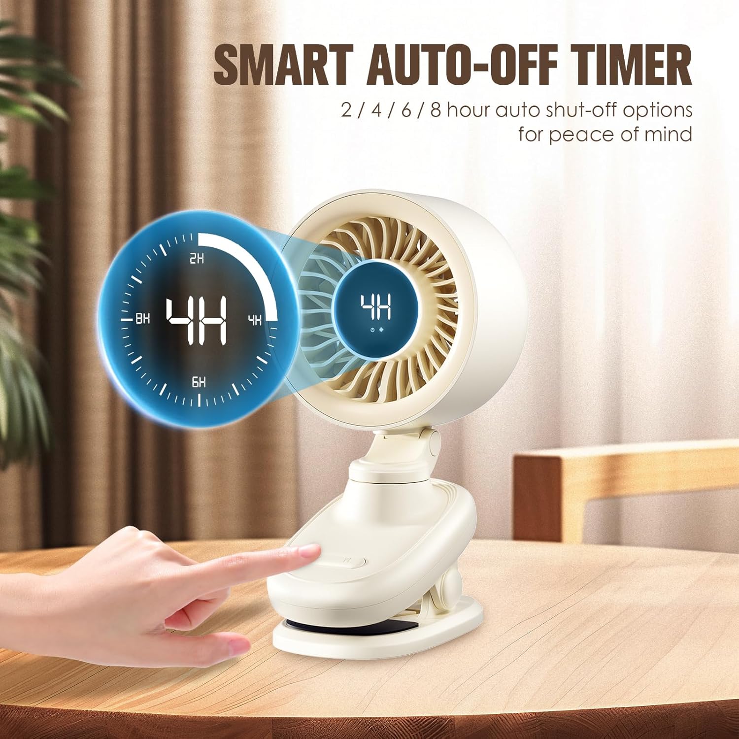 Clip on Fan, Small USB Desk Fan with Rechargeable Battery, Oscillation, Timer, Stepless Speed & Ultra Quiet, Mini Portable Table Fan for Home, Desktop, Bedroom, Bed, Office, Travel, & Camping
