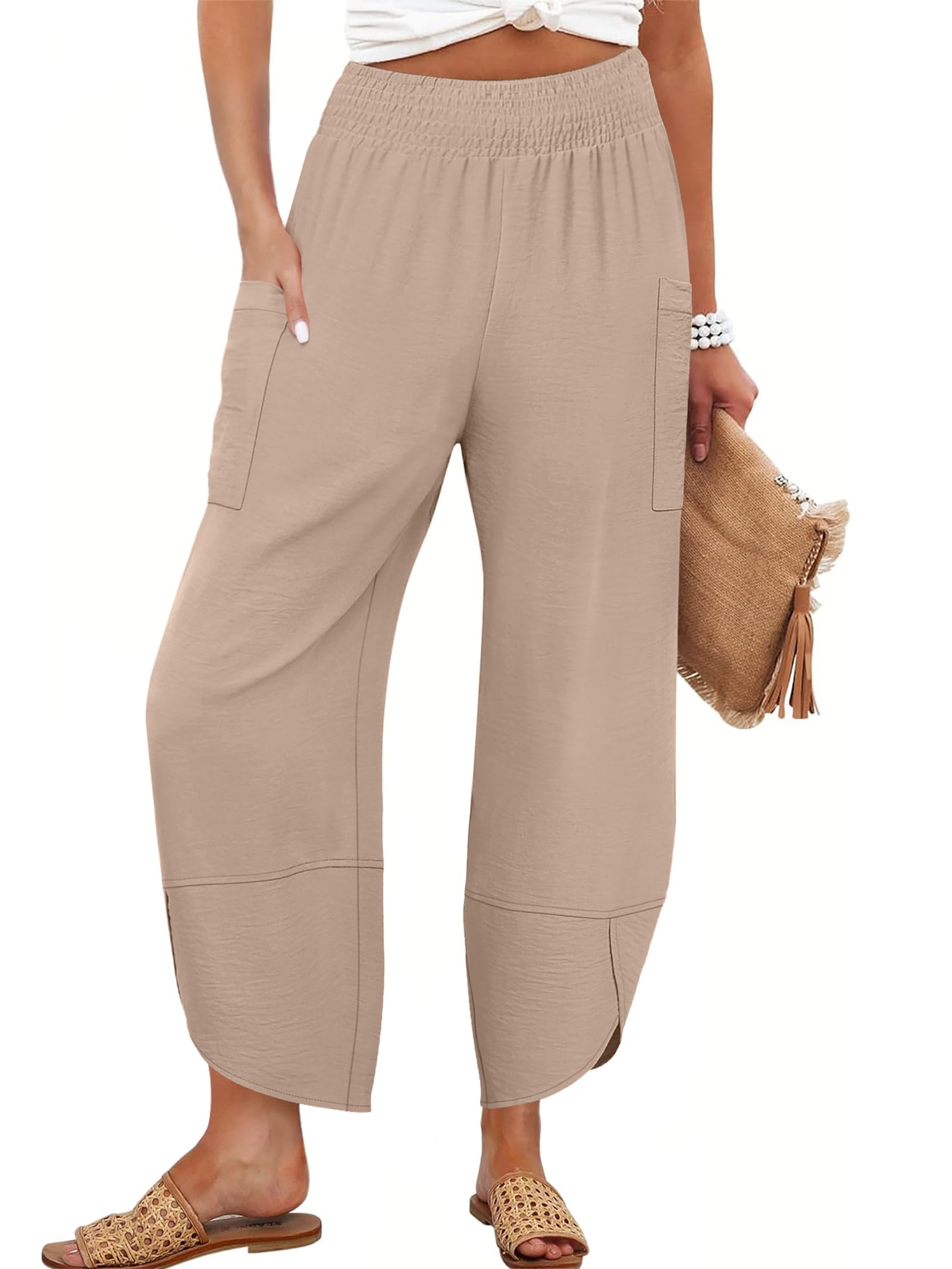 ANRABESS Womens Wide Leg Palazzo Capri Pants 2026 Summer Casual Loose High Waisted Lounge Flowy Cropped Beach Work