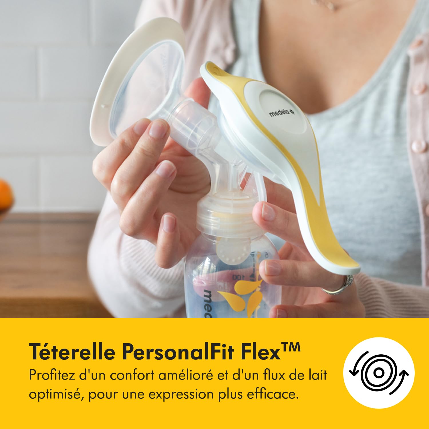 Medela tire-lait manuel Harmony, design Suisse compact avec protections PersonaFit Flex et technologie 2-Phase Expression Medela