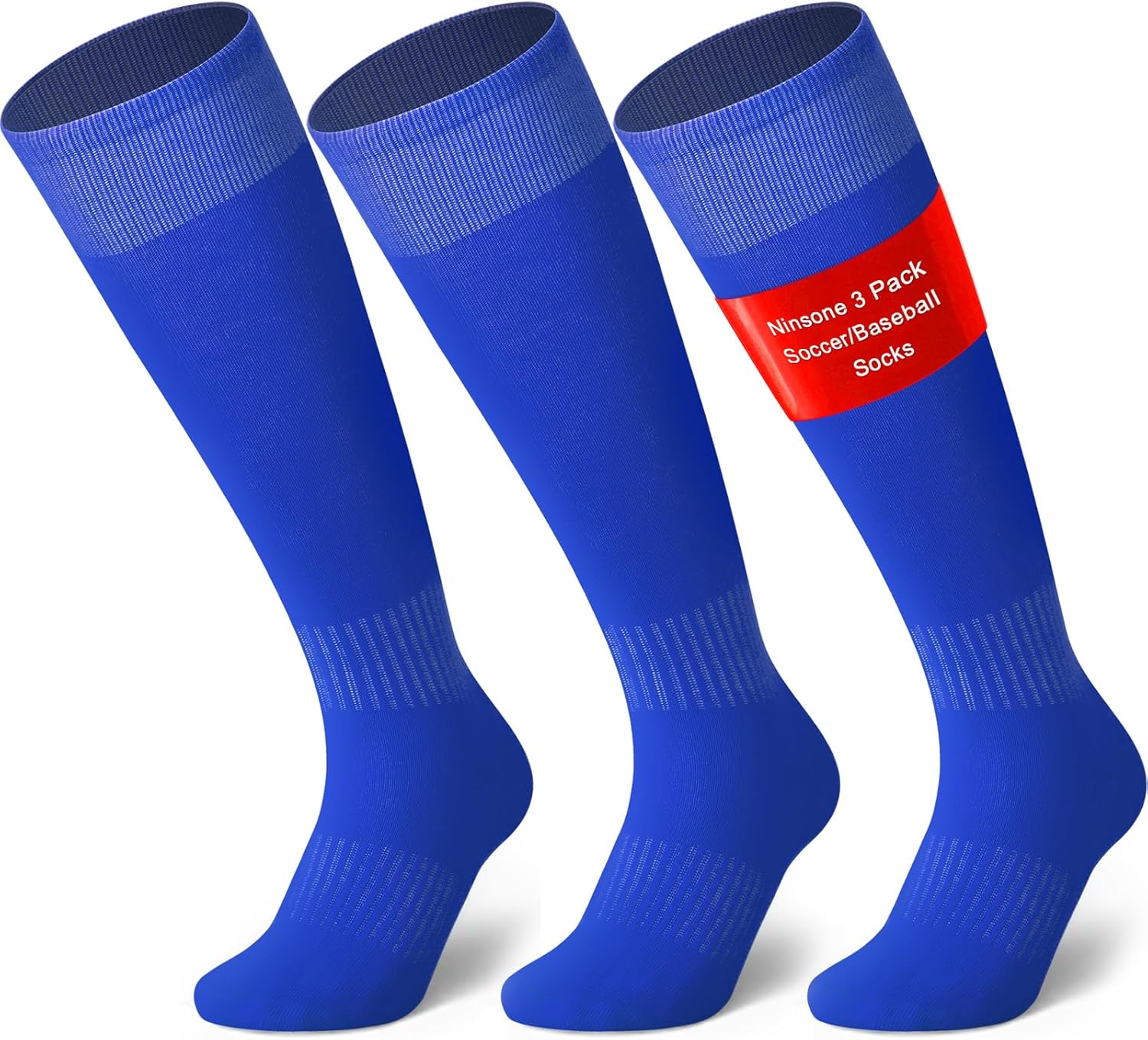 3 Pairs Soccer Baseball Sock, Youth Men and Women Knee High Softball Football Socks for Sports 2-blue Small