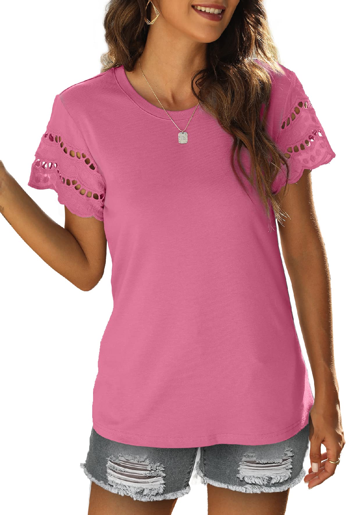 Wiholl Womens Tops Dressy Casual Short Sleeve Shirts Beach Vacation Clothes Summer Outfits