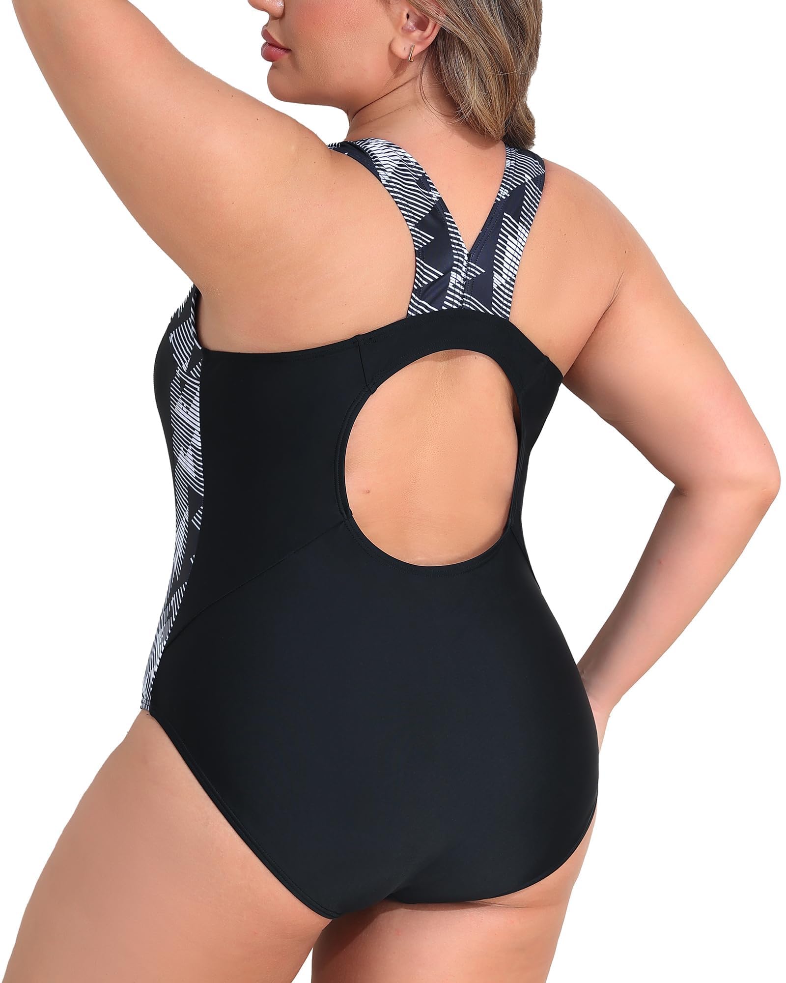 Charmo Maillot de bain une pièce grande taille pour femme dos nageur maillot de bain modeste
