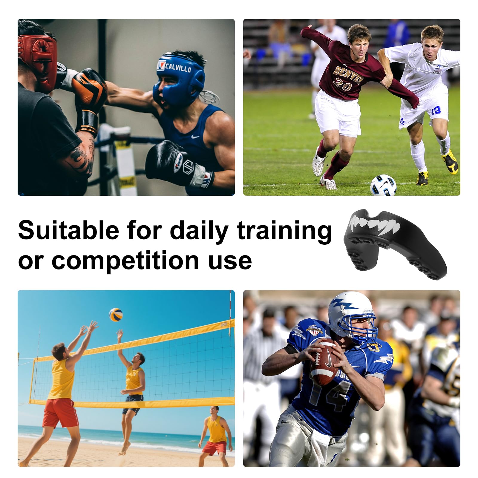 Protectores bucales deportivos para adultos, negro, kickboxing, rugby, boxeo