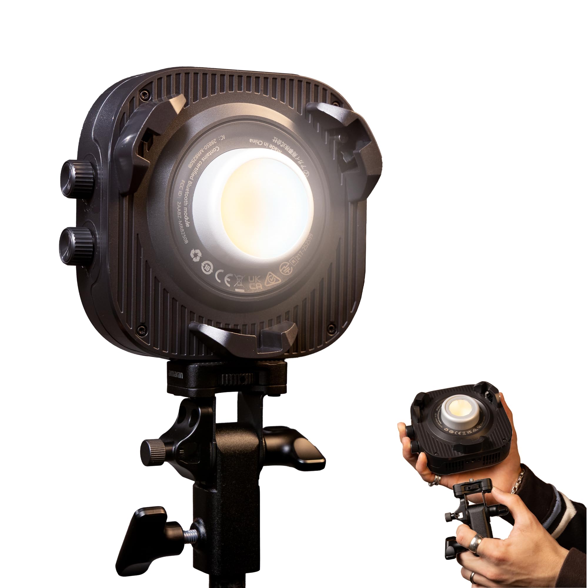 Amaran Halo 100x Luce Video COB LED Bicolore 100W 2700K-6500K 4890 Lux a 1 Metro Luce ultracompatta da viaggio alimentazione USB C PD controllo App e NFC attacco Bowens per Studio Youtube TikTok