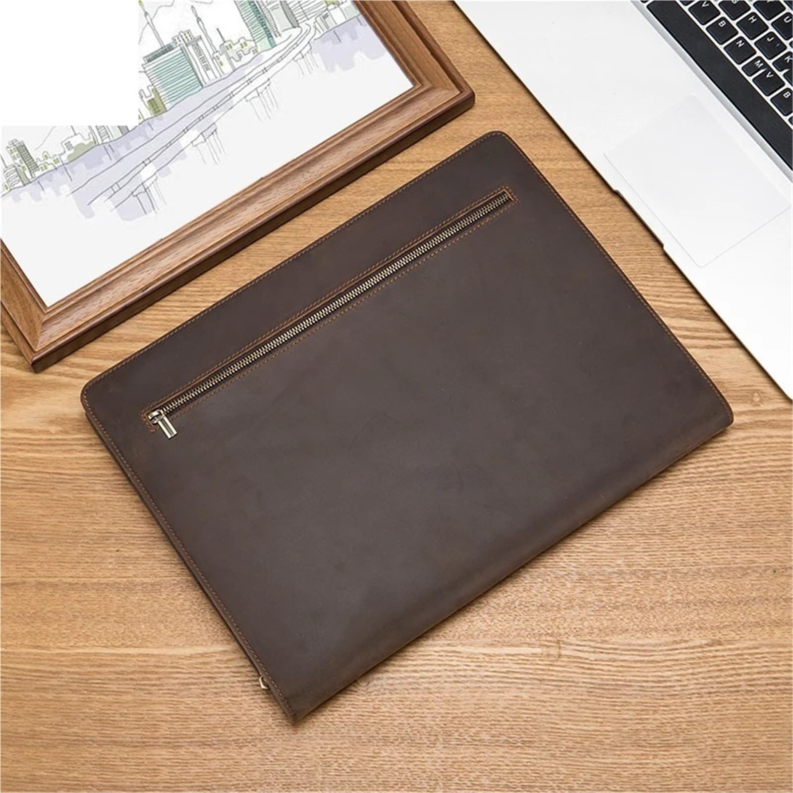 Dokumententasche Aus Leder Multifunktions A4 Leder Padfolio Portfolio Männer Datei Ordner Telefon Dokument Halter Organizer