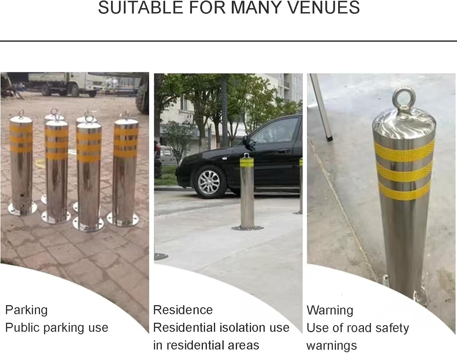 固定式駐車ボラード セキュリティ ポスト 反射式駐車バリア付き 2個