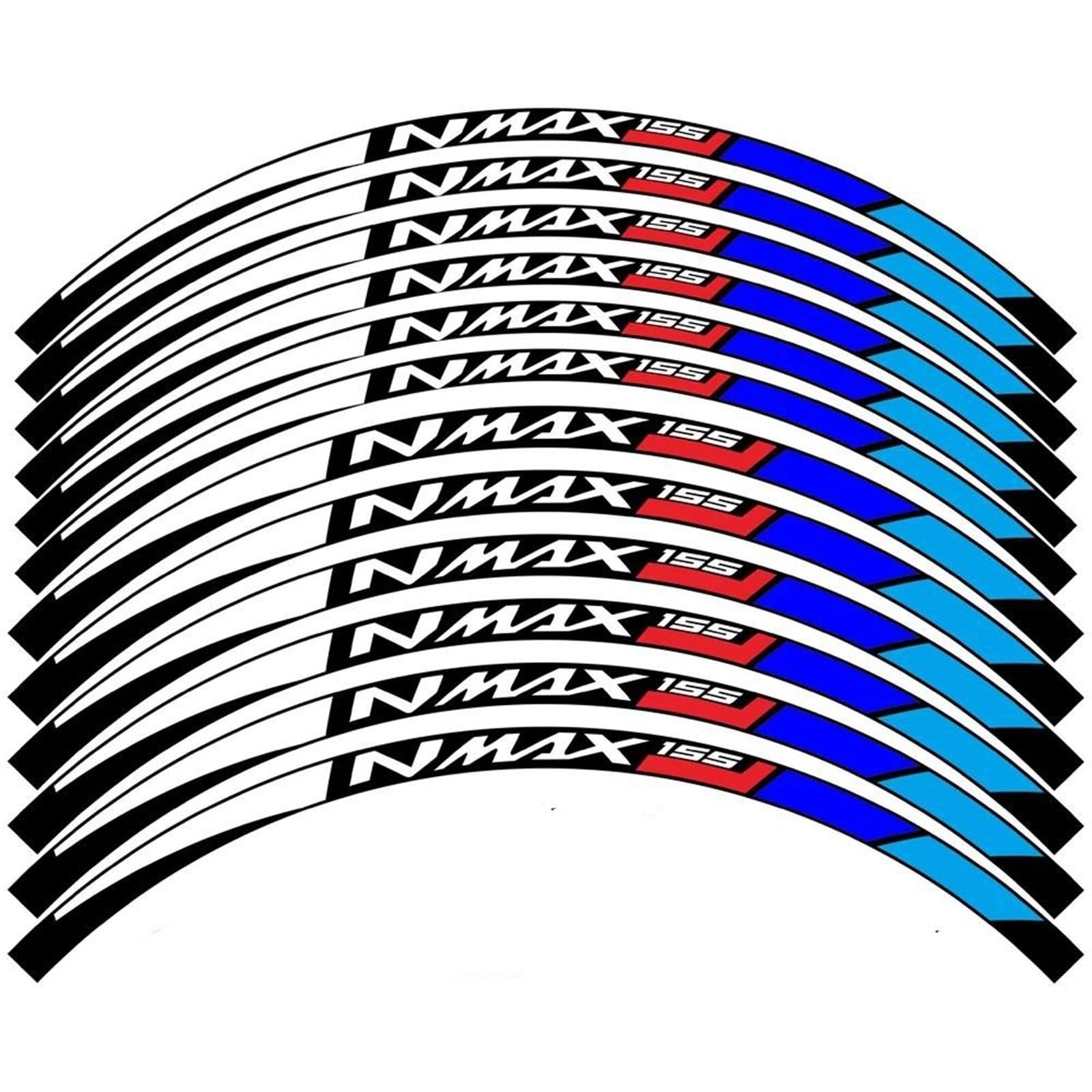 Motorcycle Reflective Rim Edge Stripes Wheel Stickers for Yamaha N MAX NMAX 155 Nmax155 Decorative(Color1)