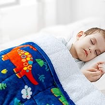 Sivio Kids Sherpa Fleece Weighted Blanket, 3lbs Blue Dinosaur, Ultra Soft and Cozy Heavy Blanket, Great for Calming and Sleep, Fall and Winter Sherpa Flannel Weighted Blanket for Child, 36x48 Inch