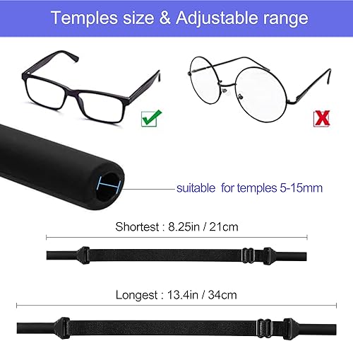 Miniatura 3 de Correa ajustable para lentes, correas de retención ajustables sin cola, correas para lentes de sol para hombres, mujeres y niños (4 unidades, rosa)