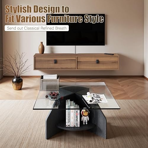 Miniatura 6 de Estante flotante de madera maciza para TV, armario de TV montado en la pared de 55 pulgadas, estantes flotantes con 2 puertas, centro de consola