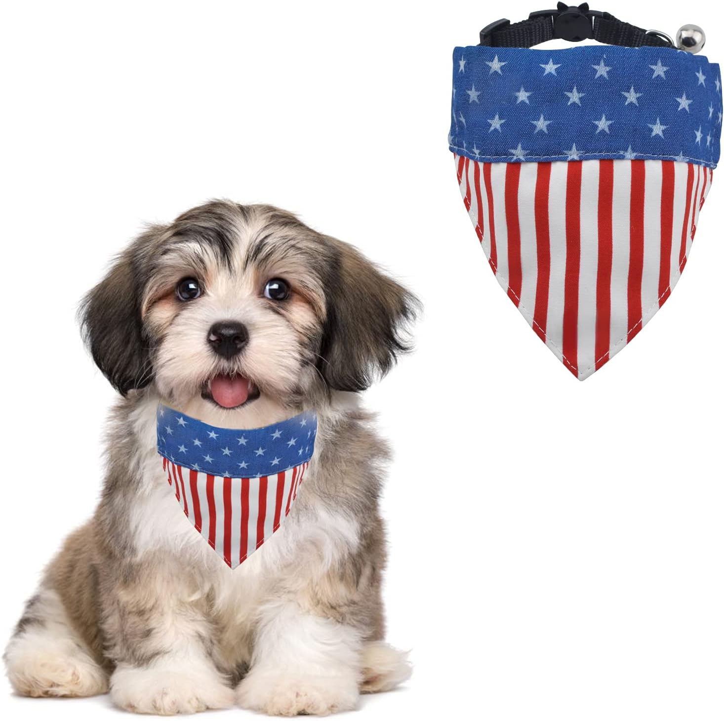 Hacraho 犬の首輪バンダナ 1パック S 高い素材 小型犬猫用ベル付きペットトライアングルスカーフカラー 調節可能なストラップ付きの犬の バンダナカラー