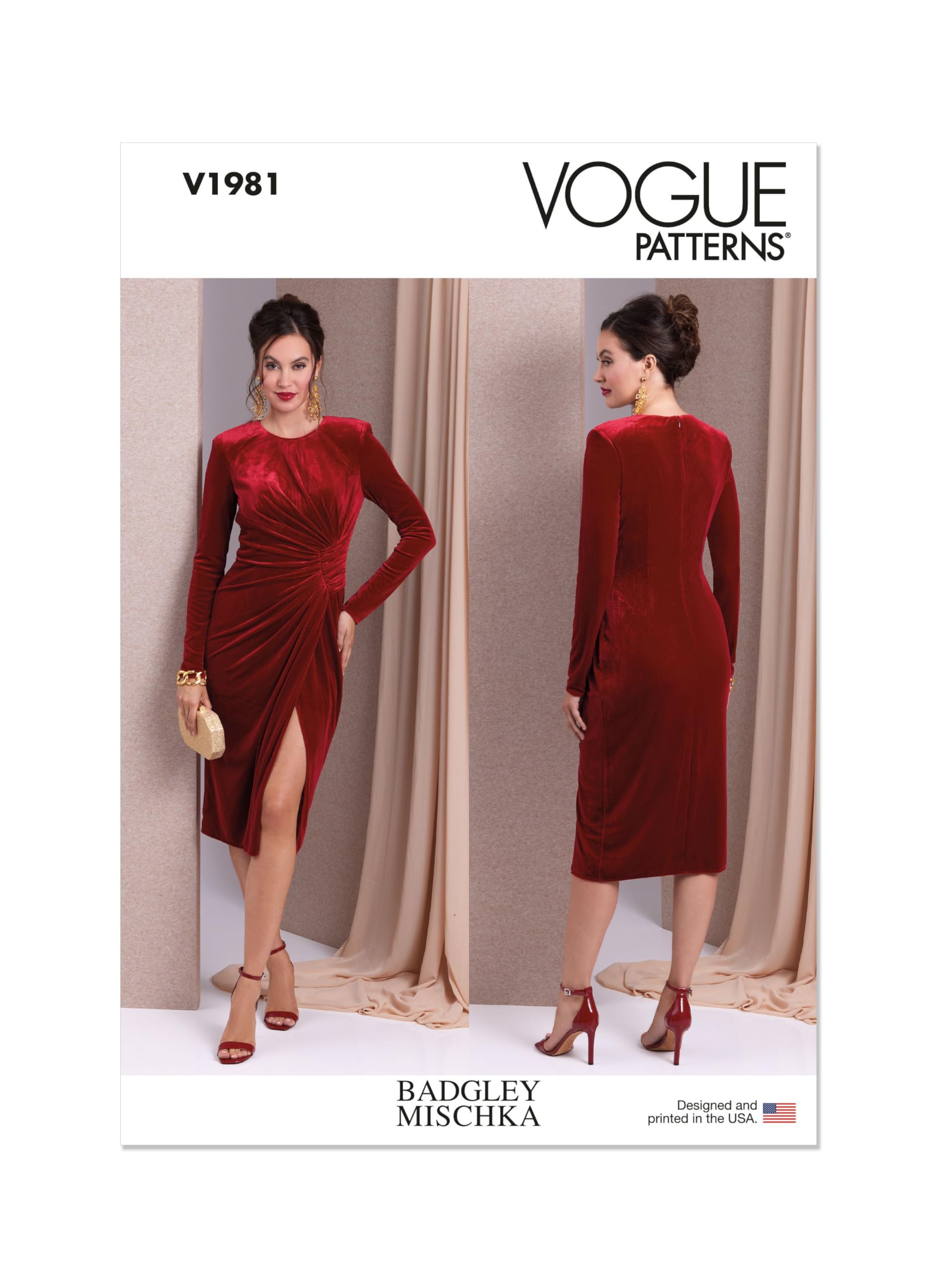 VOGUE PATTERNS V1981A5 Misses' Knit Dress by Badgley Mischka A5 (6-8-10-12-14), Multicoloured