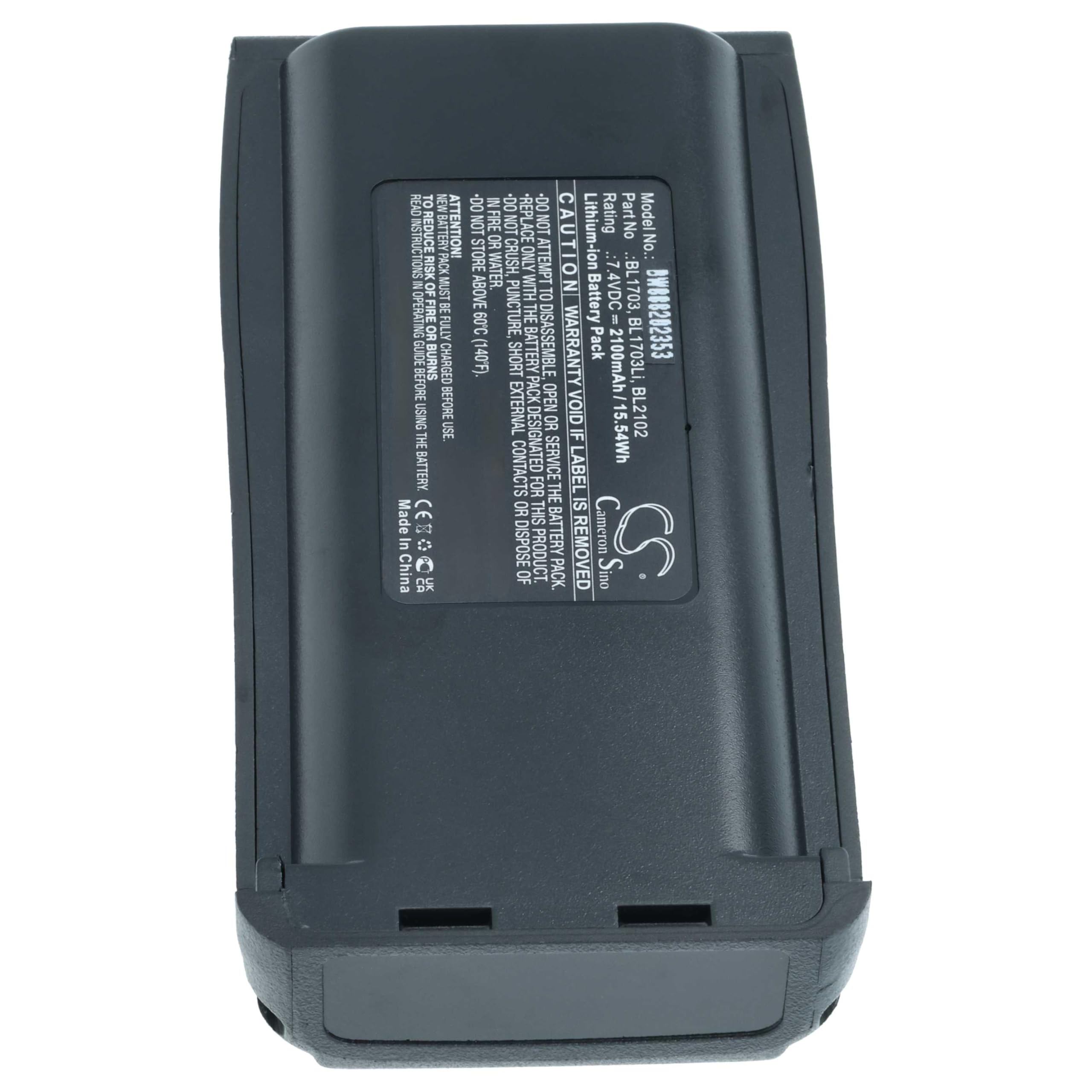 vhbw Akumulator zastępczy do Hyt BH1801, BL1703, BL1703Li, BL2102, BL-2102Li, Relm BL1703 do radiotelefonu, Walkie Talkie (2100 mAh, 7,4 V, litowo-jonowy)