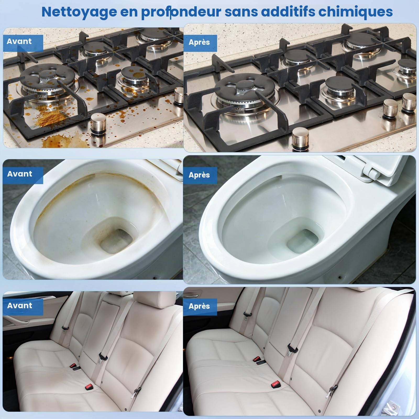 Nettoyeur vapeur avec 14 accessoires dans 9 styles différents, adapté au nettoyage à haute température des cuisines, voitures, textiles, salles de bains, carrelages et poêles. (noir et blanc)