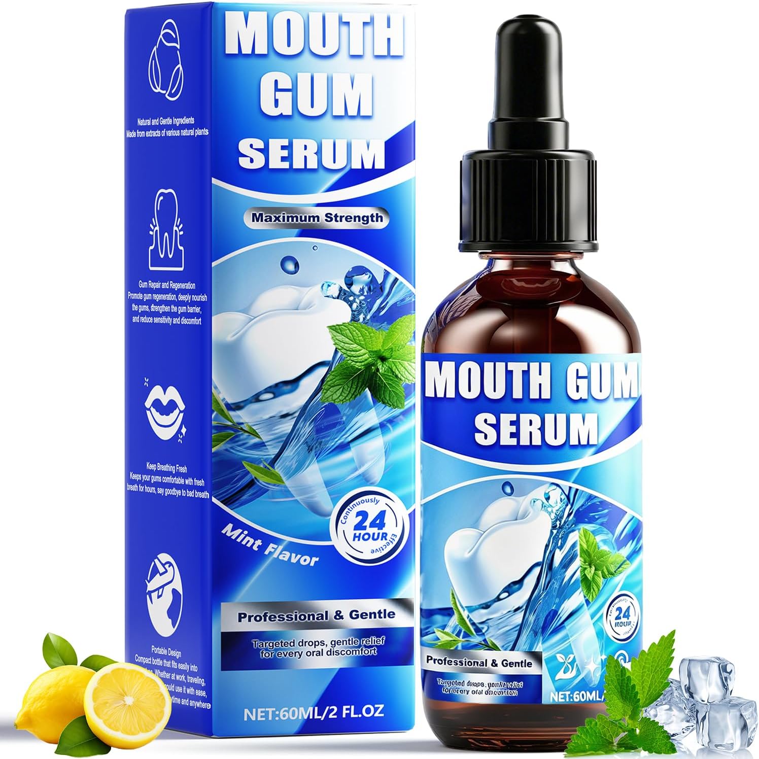 Gum Restore Drops, 2 Oz Gum Repair for Receding Gums Treatment, Natural Gums Regrowth Mouthwash, Stain Removal & Bad Breath Treatment for Adults, Fresh Breath Instantly
