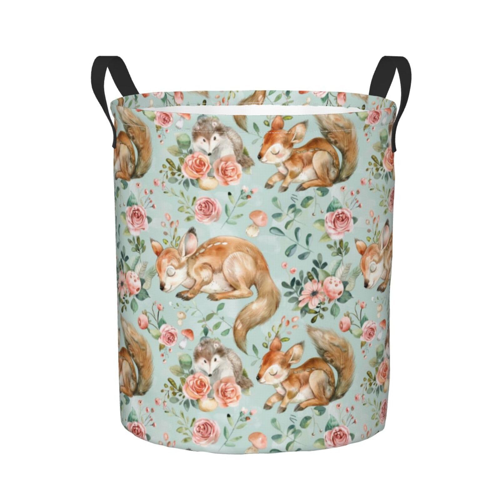 Panier A Linge Animaux Endormis Cerf Écureuil Coffre À Linge 40X50Cm