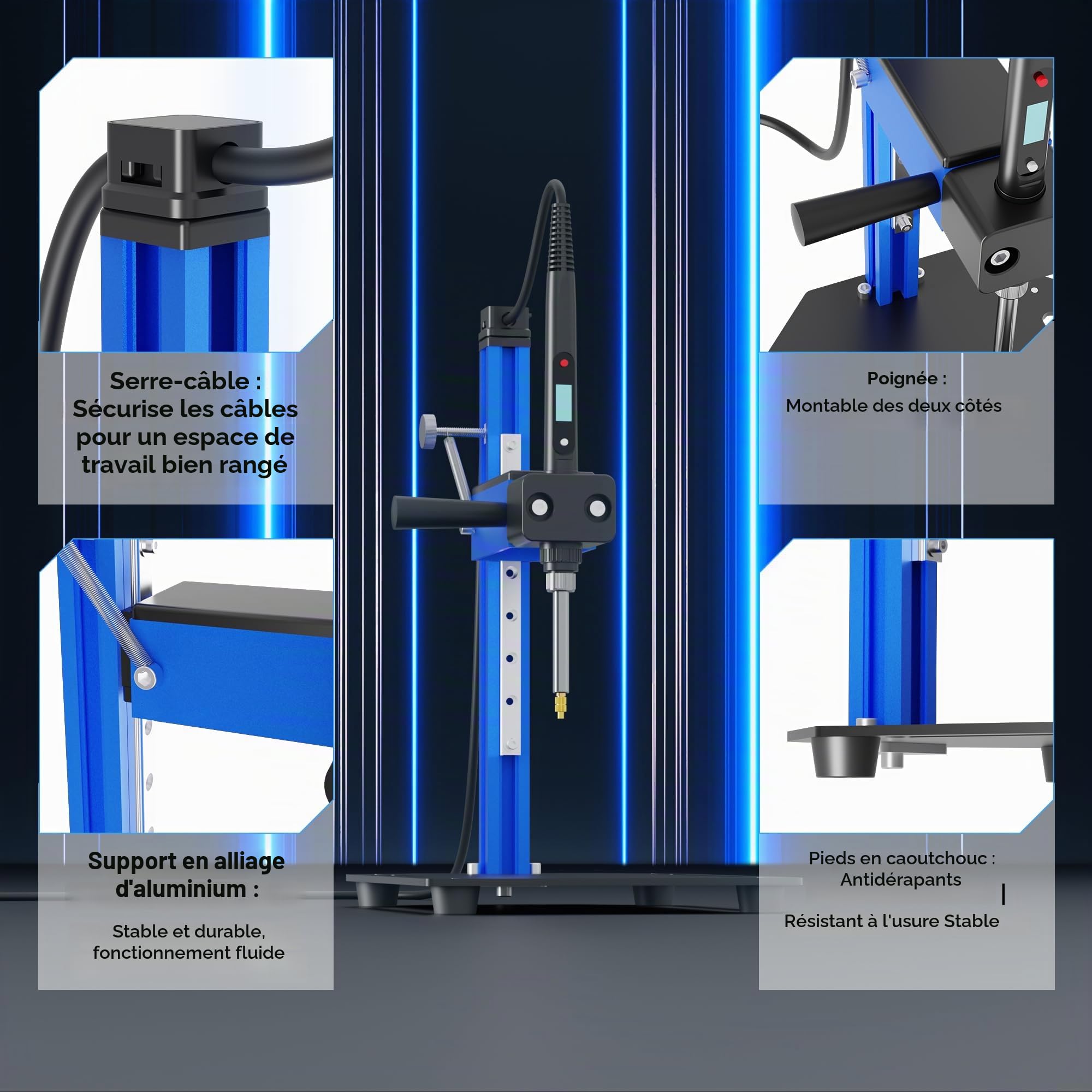 Kit d'aide à la fusion pour inserts filetés - Outil d'insertion thermique en alliage d'aluminium - Outil de fusion vertical avec aide à la fusion en laiton - 7 pièces pour inserts filetés M2