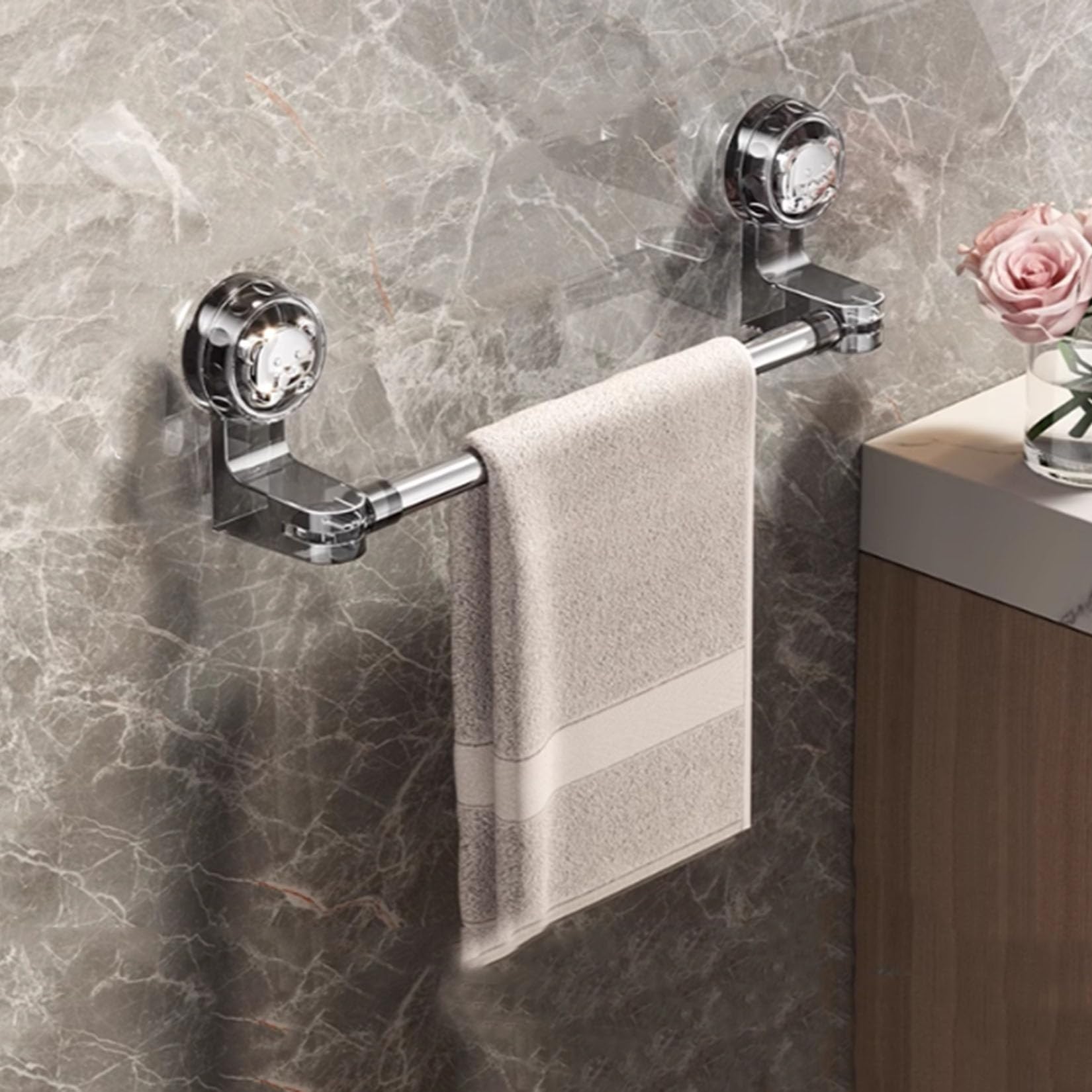Porte-serviettes rétractable en acier inoxydable à ventouse pour salle de bain