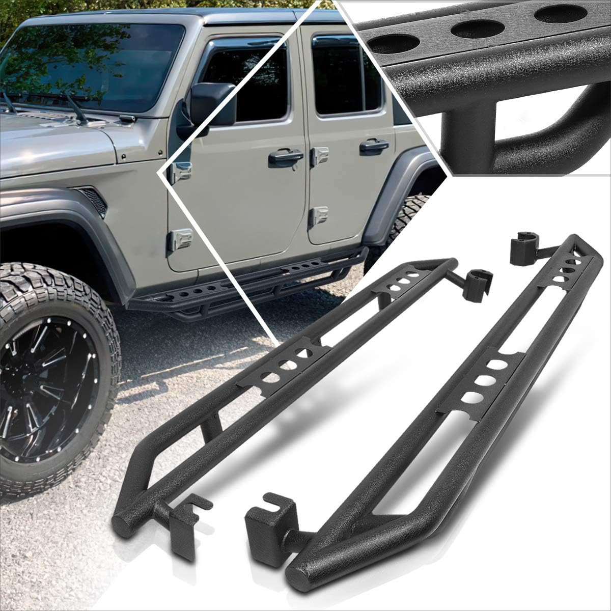 (2Pcs) 7 Inch Side Step Nerf Bars Compatible with 18-19 Jeep Wrangler JL 4-Door Unlimited,Black Running Boards