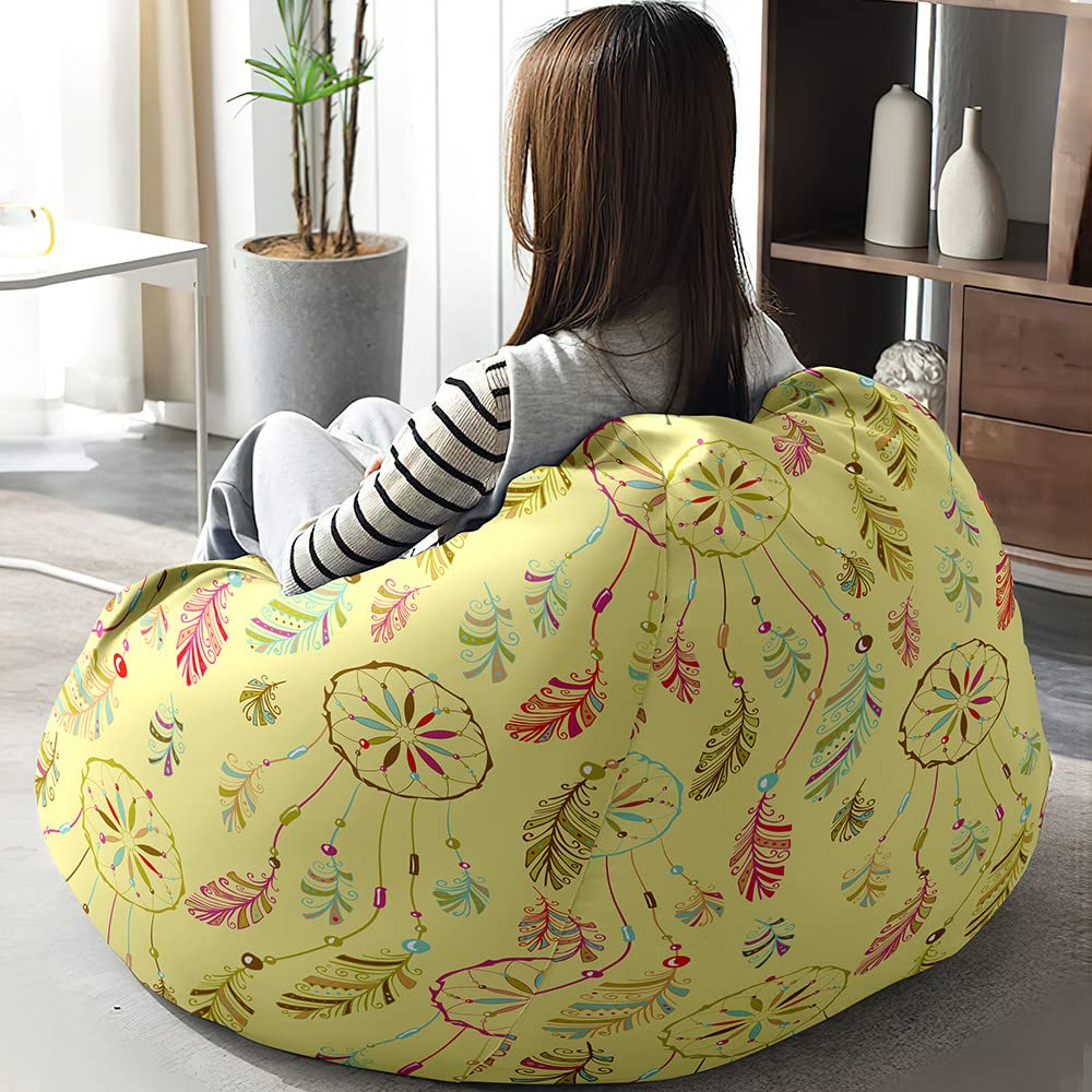 FANSU Copertura per Poltrona Sacco Puff Poltrona Senza Riempimento, Pouf Poltrona con Zip, Poltrona a Sacco Pigro Poltrona per Adulti e Bambini ( 100x120cm,Battito del Cuore