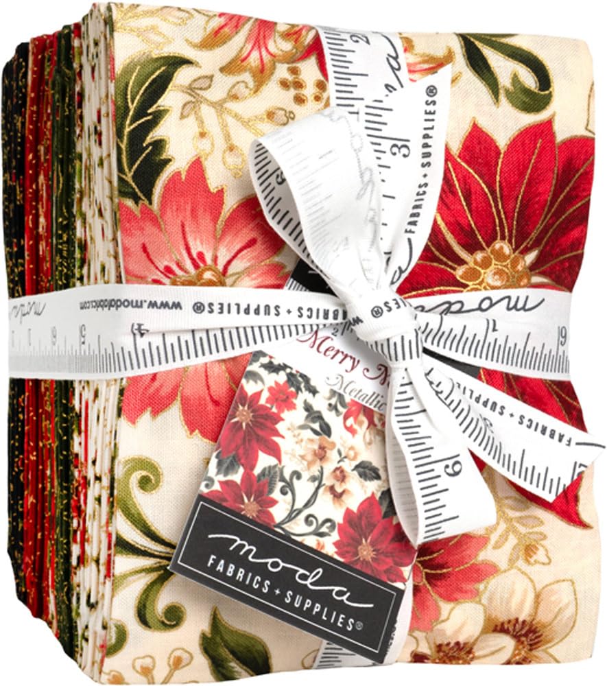 Moda Fabrics Assorted Merry Manor Metallic 2025 26 Fat Quarters 33860Abm