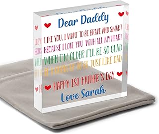 First Fathers Day Gifts From Baby - PERSONALISED 1st Fathers Day Presents From Baby Son Daughter Boy Girl Newborn - New Dad Daddy Gifts For Fathers Day - With Grey Bag