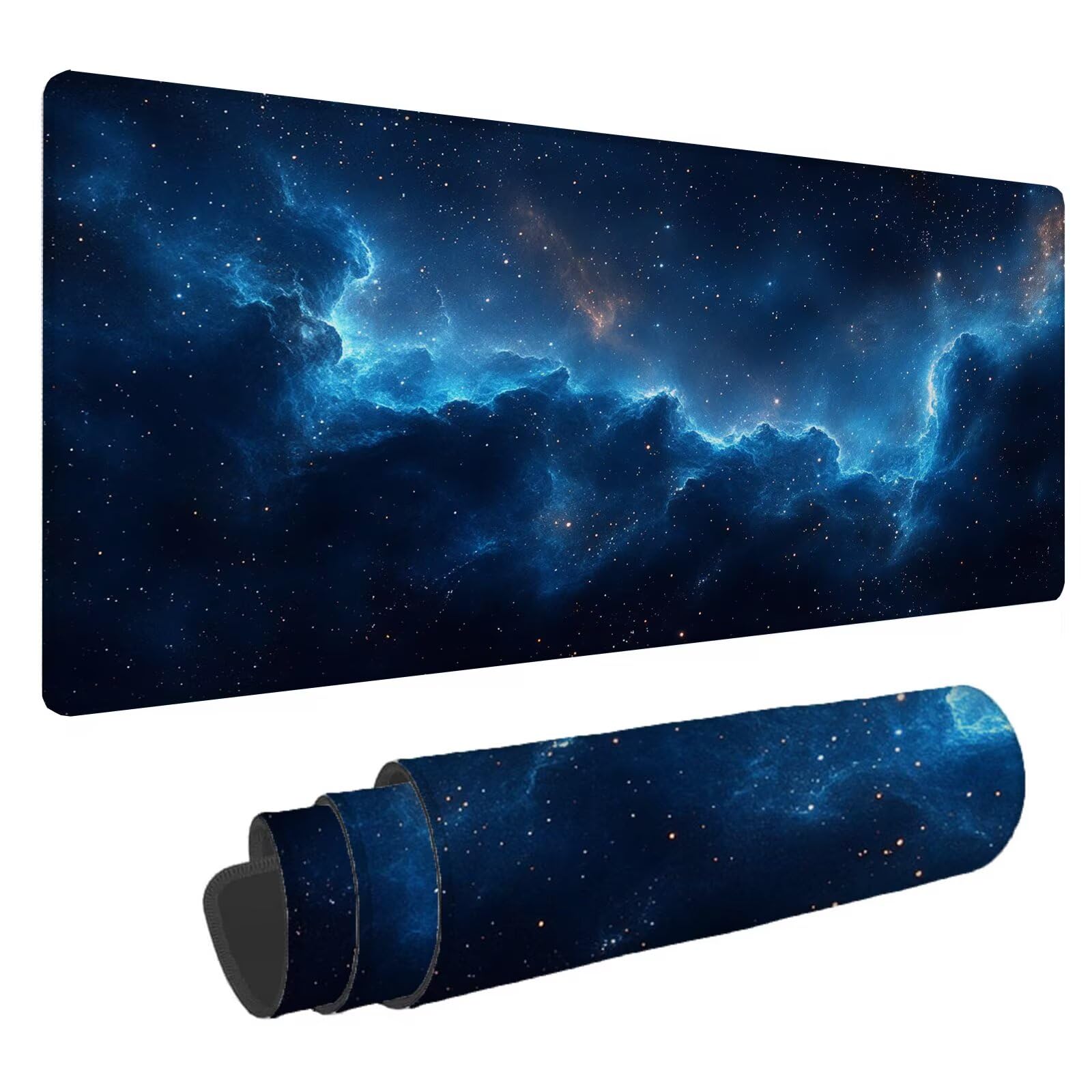Niebieska podkładka pod mysz XXL Starry Sky 1600 x 800 x 4 mm Podkładka pod mysz do gier, duża wodoodporna antypoślizgowa podkładka na biurko, podkładka pod mysz szyte krawędzie dla graczy, komputer