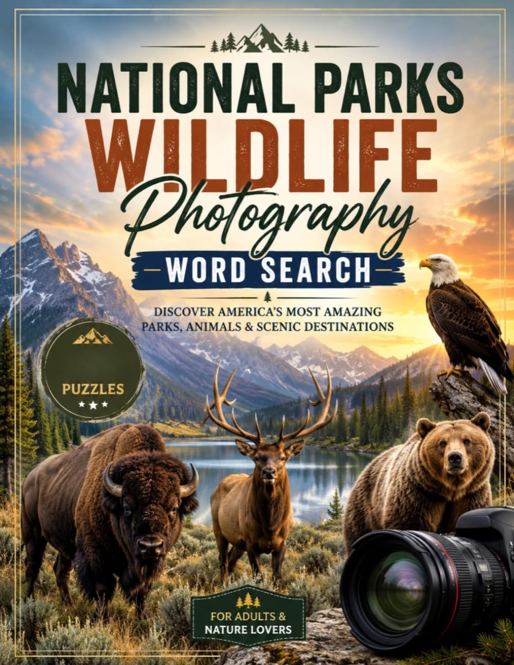 National Parks & Wildlife Photography Word Search for Adults: Relaxing Nature Puzzles Featuring America’s Most Beautiful Parks, Scenic Landscapes, and Iconic Wildlife