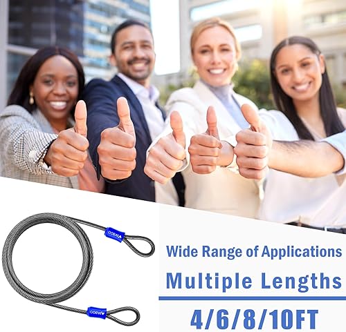 Miniatura 4 de Cerradura de cable de seguridad resistente de 12 pulgadas con bucles de 4 pies6 pies8 pies10 pies para bicicleta de acero para exteriores