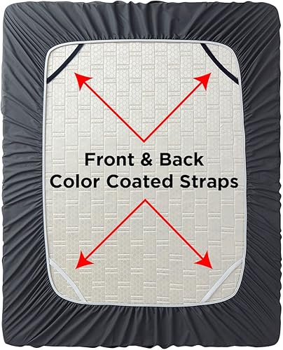 Miniatura 5 de Empyrean Bedding - Sábana bajera de bolsillo extraprofundo, ultrasuave, para colchones de hasta 24pulgadas, tamaño California King, color gris carbón