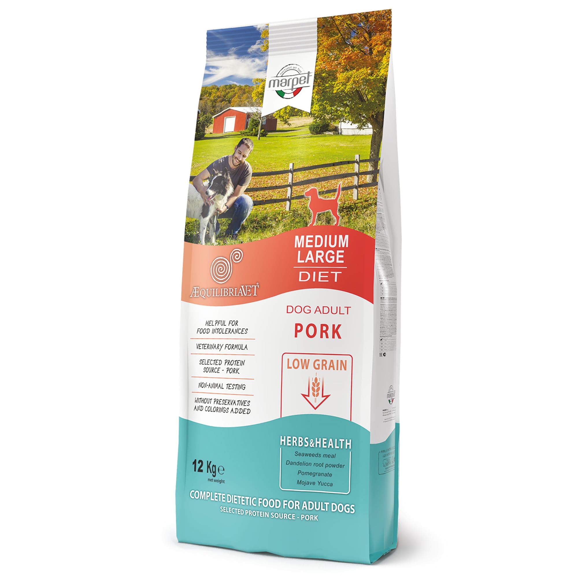 Marpet AequilibriaVet Maiale Low Grain Medium Large Diet, cani adulti, 12kg