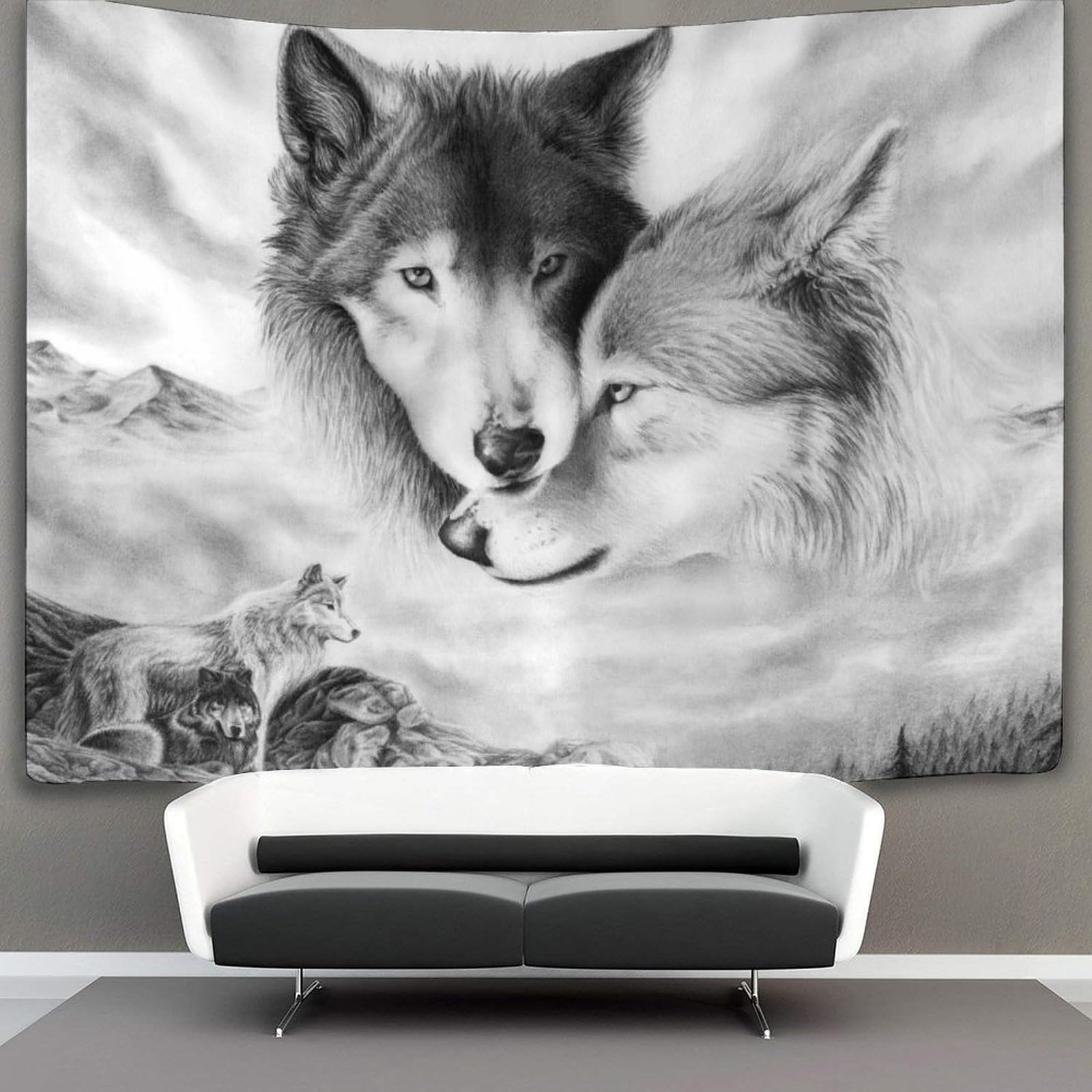 kaiyun Wolf Tapestry Bedroom Aesthetic Indie Wall Room Decor Animal Wall Hanging,Wall Art 180cmx230cm