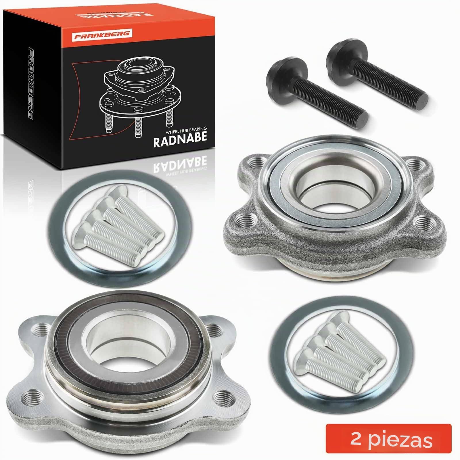 Frankberg Kit de cojinetes de rueda para buje (2 unidades) trasero y | Admite la función Sensor de Velocidad de las Ruedas Sensor ABS, trasero, Al frente