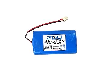 ZUQ 7.4V 2600mAh 18650 Lithium ion Rechargeable Battery Pack (Pack of 2)