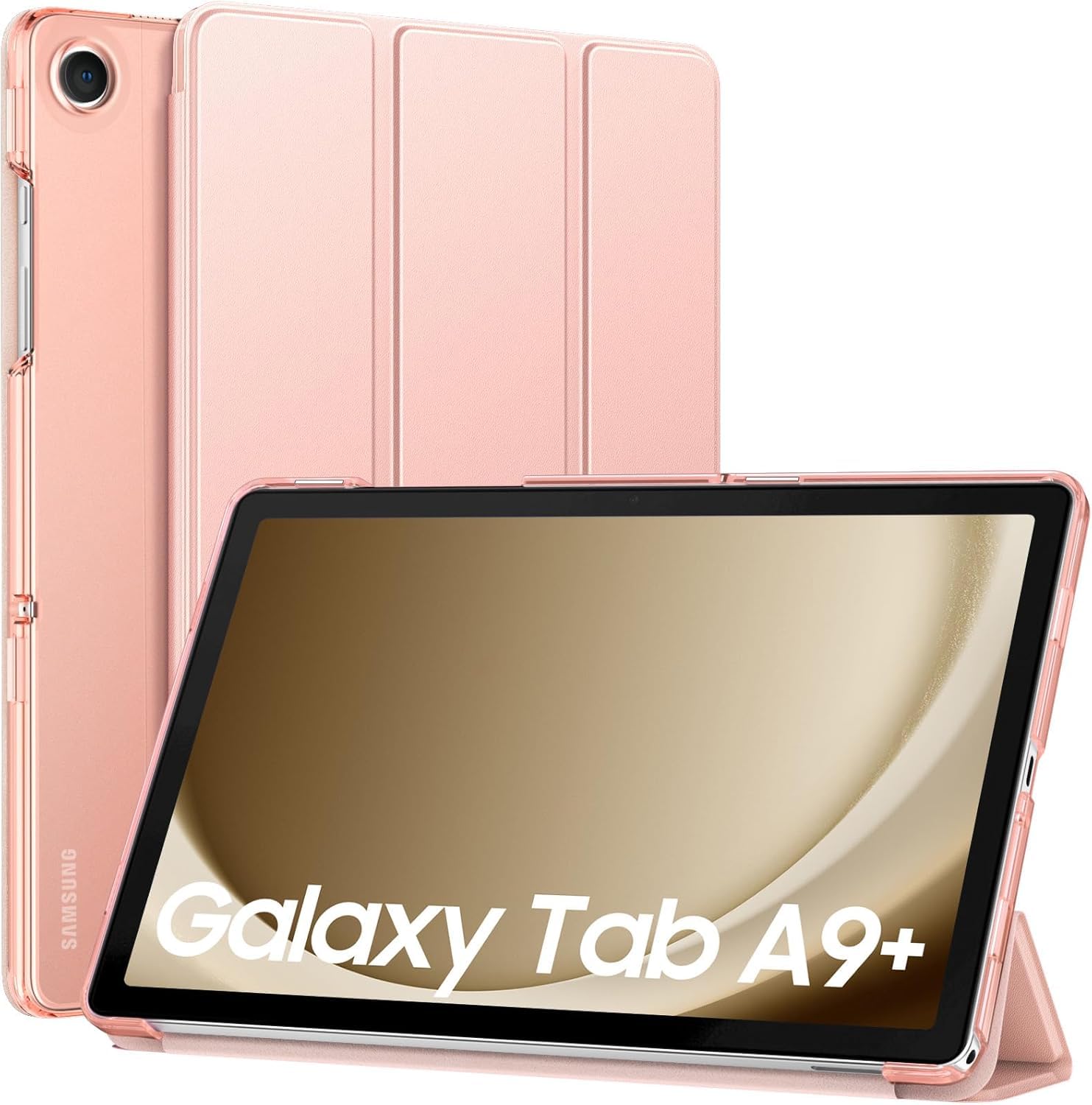 MOCA Case for Galaxy Tab A9+/A9 Plus 11 inch 2023, Slim Stand Protective Smart Cover with Hard PC Translucent Back Shell for Tab A9 Plus Tablet (SM-X210/X216/X218), Auto Wake/Sleep-Rose Gold-image-28