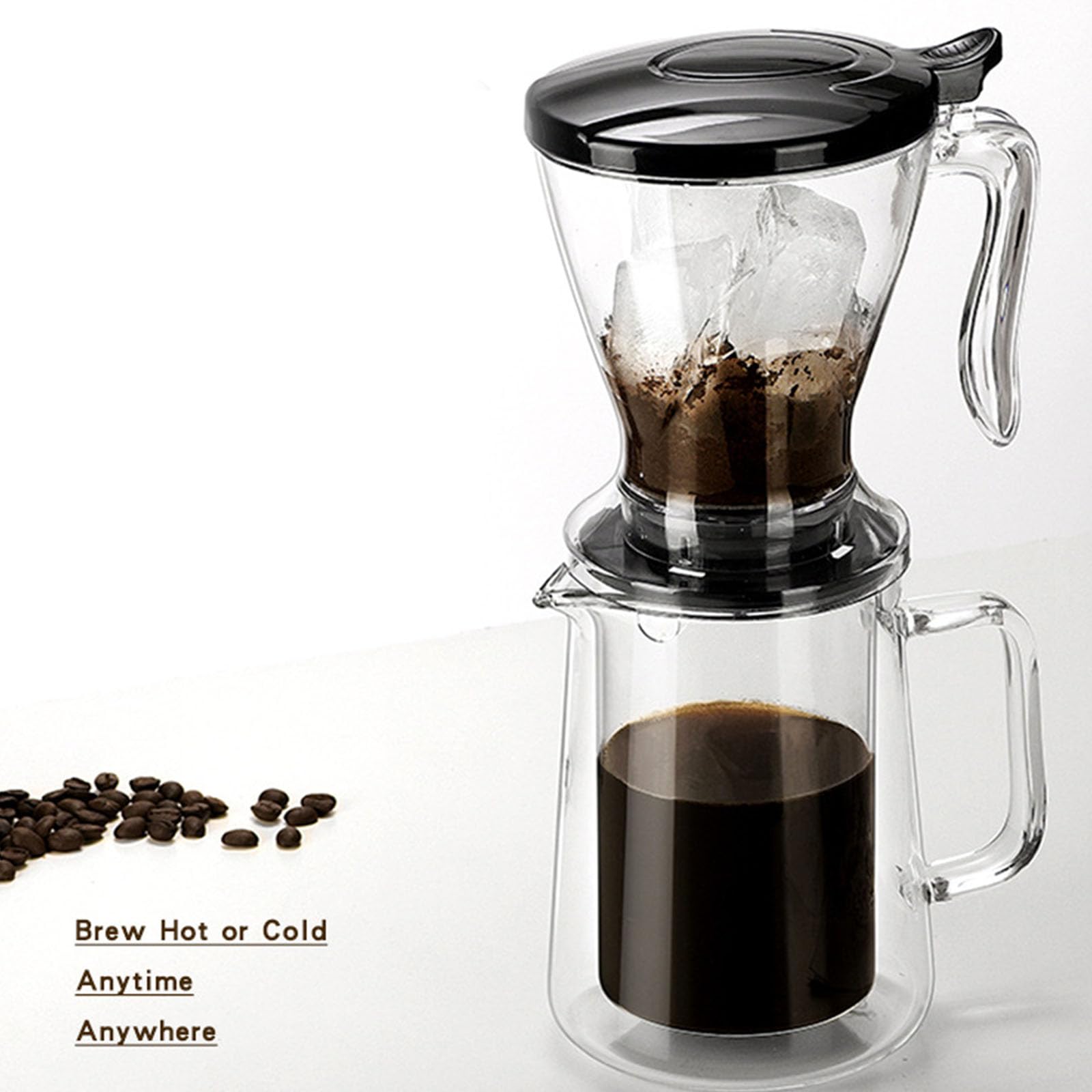 Moderno gocciolatore per caffè e caraffa in Vetro da 650 ml, Design Facile da Pulire, Tazza filtrante e vasetti da Condividere, Ideale per Appassionati caffè Che preparano quotidianamente