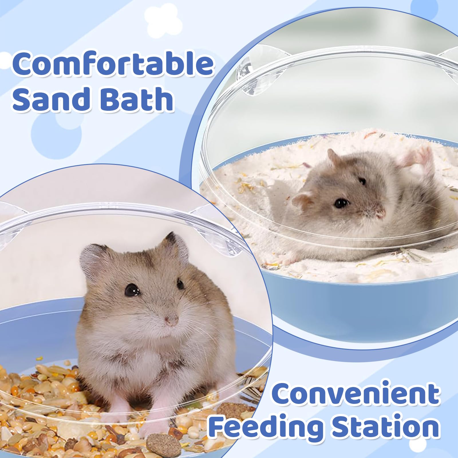 Radiella Blau Hamster Sandbad Set, 16.5 cm bañera para hámsters con Pala, Accesorios para hámsters en Caja de Arena, diseño de trípode con Bordes Redondeados, contenedor de plástico para Arena de — view 4