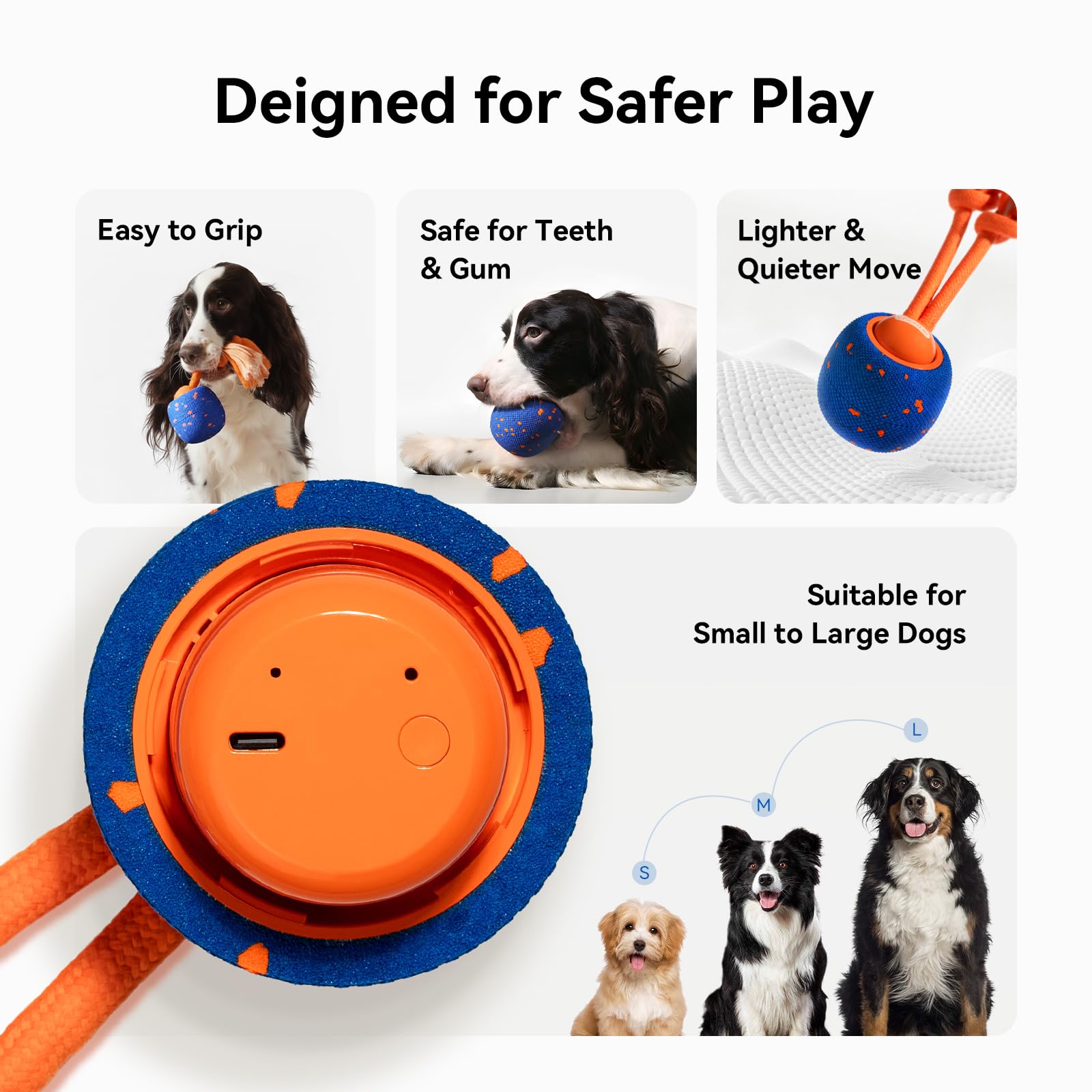 Cheerble Smart Interactive Dog Toy, Wicked Ball Rolly, Automatic Moving, Bouncing, Rotating, E-TPU Material, Active Rolling Interactive Dog Ball for Medium and Large Dogs (Blue) - image 7